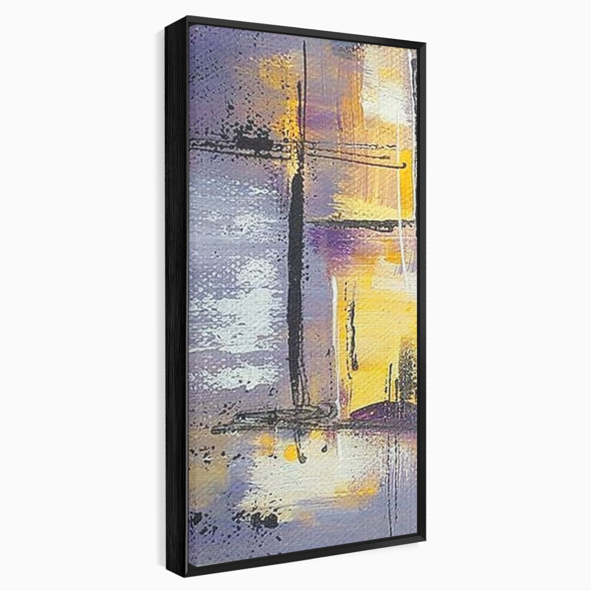 Set 2 Tablouri Canvas Premium LuxCanva® C2-1291, Ecou in lavanda, Geometrie, Culori, Abstract, Aur, Lumina, Fereastra, Tacere, Fragment, Raza, Gri, Poezie, Emotie, Minimalism, Birou, Living, Dormitor