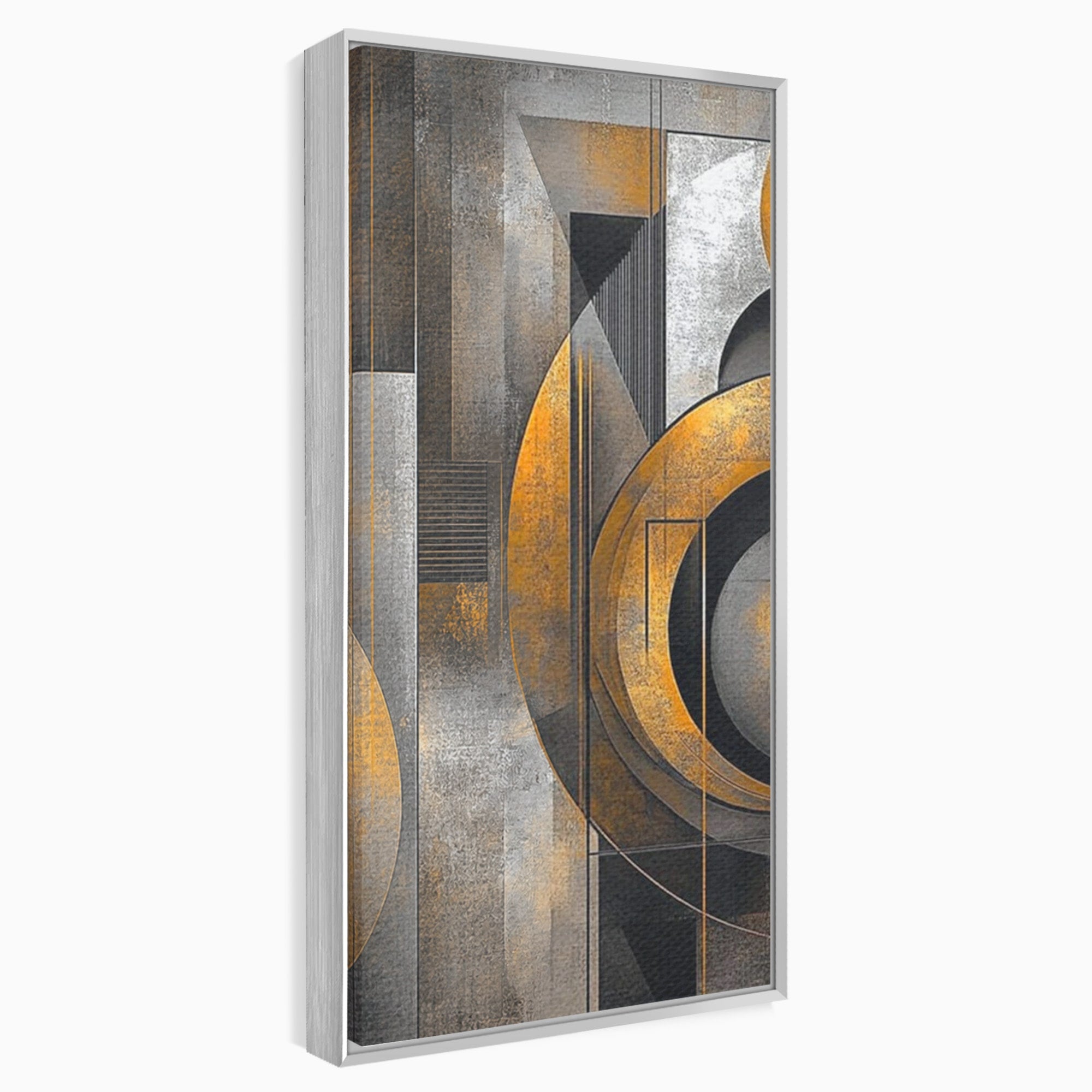 Set 2 Tablouri Canvas Premium LuxCanva® C2-1298, Cercul care tine lumea, Abstract, Auriu, Negru, Gri, Geometrie, Respiratie, Echilibru, Gravitatie, Ritual, Calm, Stabilitate, Materie, Birou, Living, Dormitor