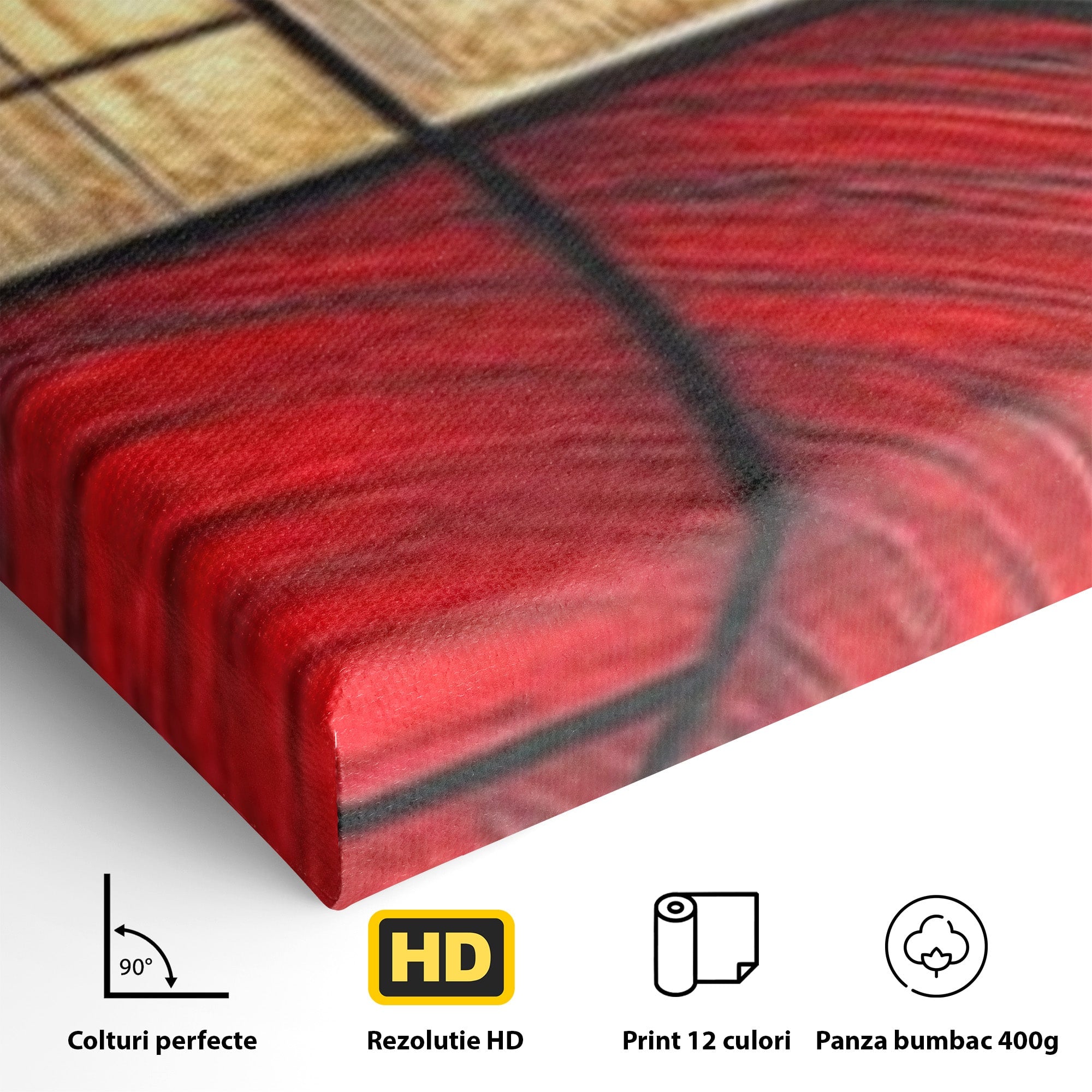 Set 2 Tablouri Canvas Premium LuxCanva® C2-1306, Ordinea pasiunii, Geometrie, Culori, Abstract, Auriu, Rosu, Negru, Minimalism, Design, Cerc, Labirint, Dorinta, Expozitie, Arta, Birou, Living, Dormitor