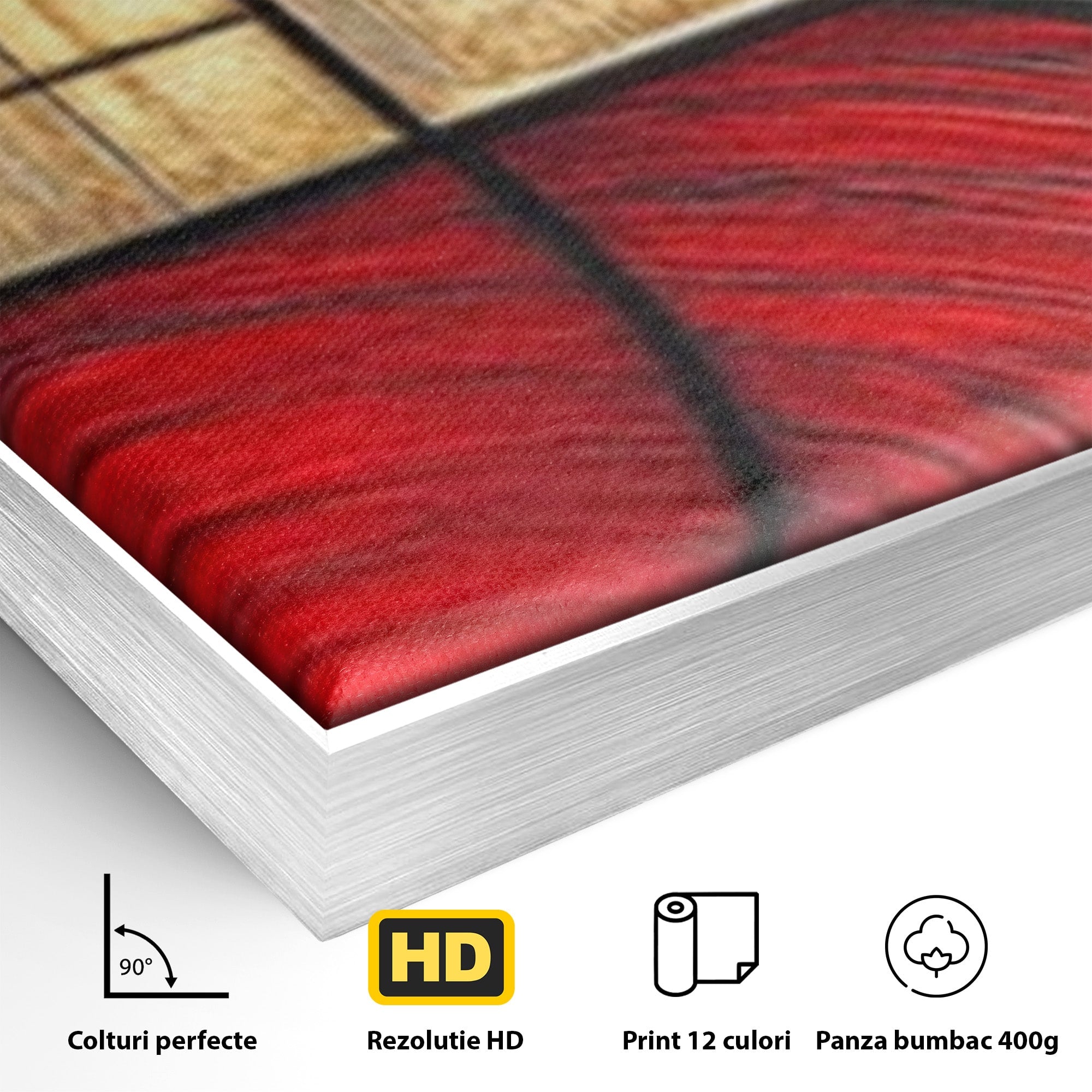 Set 2 Tablouri Canvas Premium LuxCanva® C2-1306, Ordinea pasiunii, Geometrie, Culori, Abstract, Auriu, Rosu, Negru, Minimalism, Design, Cerc, Labirint, Dorinta, Expozitie, Arta, Birou, Living, Dormitor