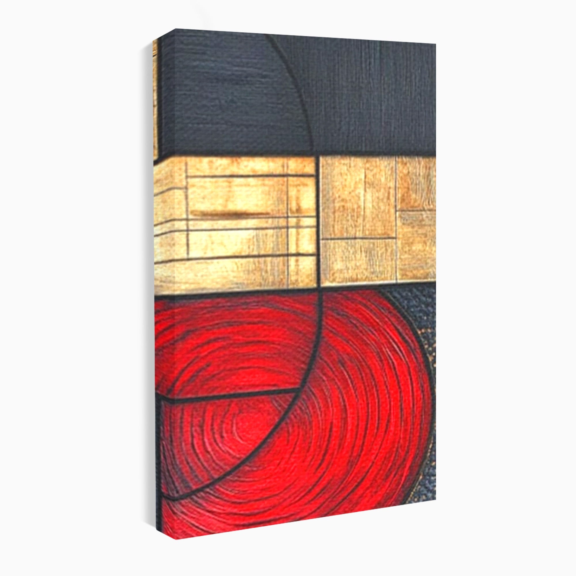 Set 2 Tablouri Canvas Premium LuxCanva® C2-1306, Ordinea pasiunii, Geometrie, Culori, Abstract, Auriu, Rosu, Negru, Minimalism, Design, Cerc, Labirint, Dorinta, Expozitie, Arta, Birou, Living, Dormitor