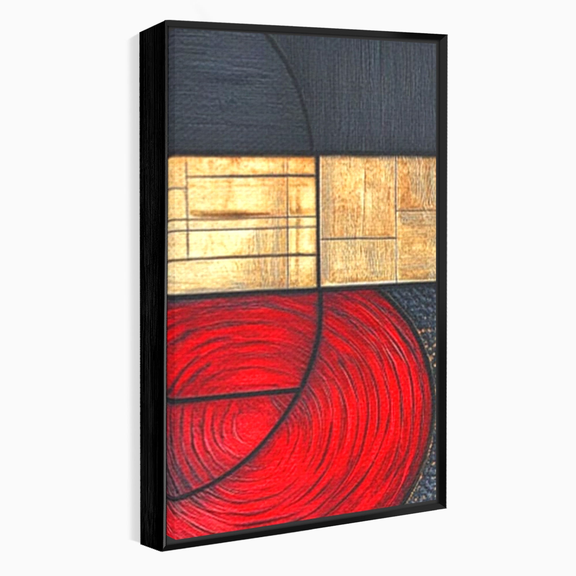 Set 2 Tablouri Canvas Premium LuxCanva® C2-1306, Ordinea pasiunii, Geometrie, Culori, Abstract, Auriu, Rosu, Negru, Minimalism, Design, Cerc, Labirint, Dorinta, Expozitie, Arta, Birou, Living, Dormitor