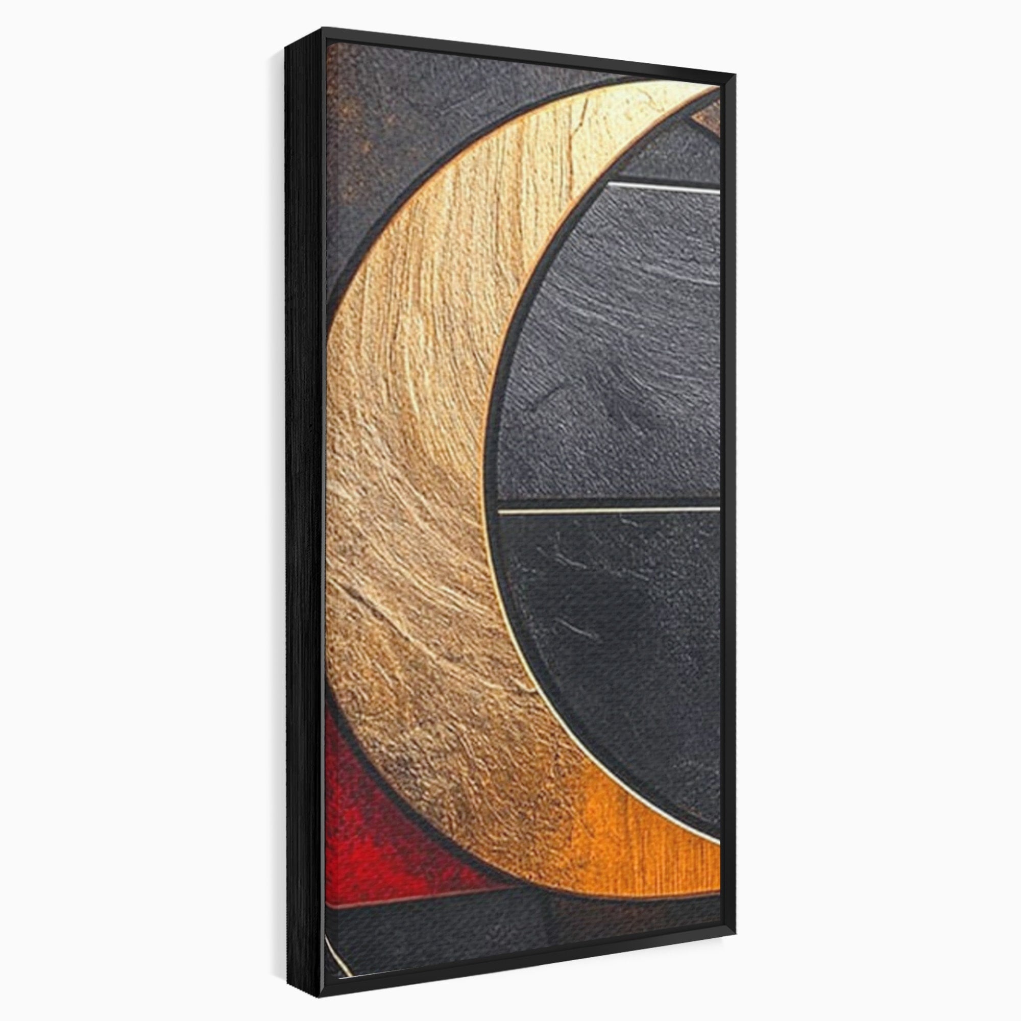 Set 2 Tablouri Canvas Premium LuxCanva® C2-1307, Aurul Noptii, Geometrie, Culori, Abstract, Auriu, Cerc, Arc, Linii, Rosu, Asimetrie, Colectie, Galerie, Expresiv, Premium, Visare, Birou, Living, Dormitor