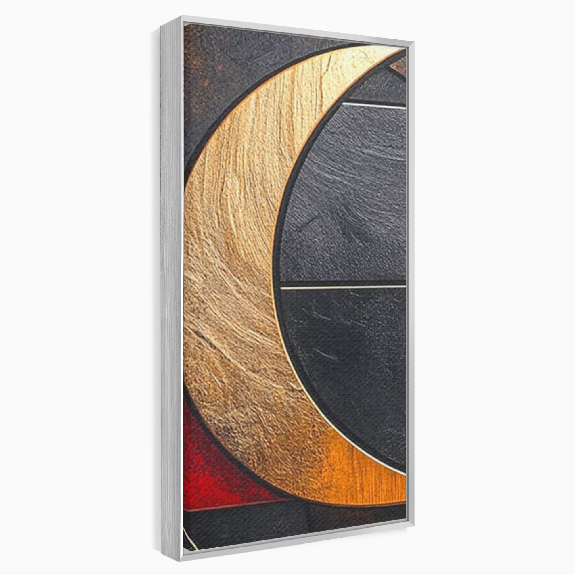 Set 2 Tablouri Canvas Premium LuxCanva® C2-1307, Aurul Noptii, Geometrie, Culori, Abstract, Auriu, Cerc, Arc, Linii, Rosu, Asimetrie, Colectie, Galerie, Expresiv, Premium, Visare, Birou, Living, Dormitor