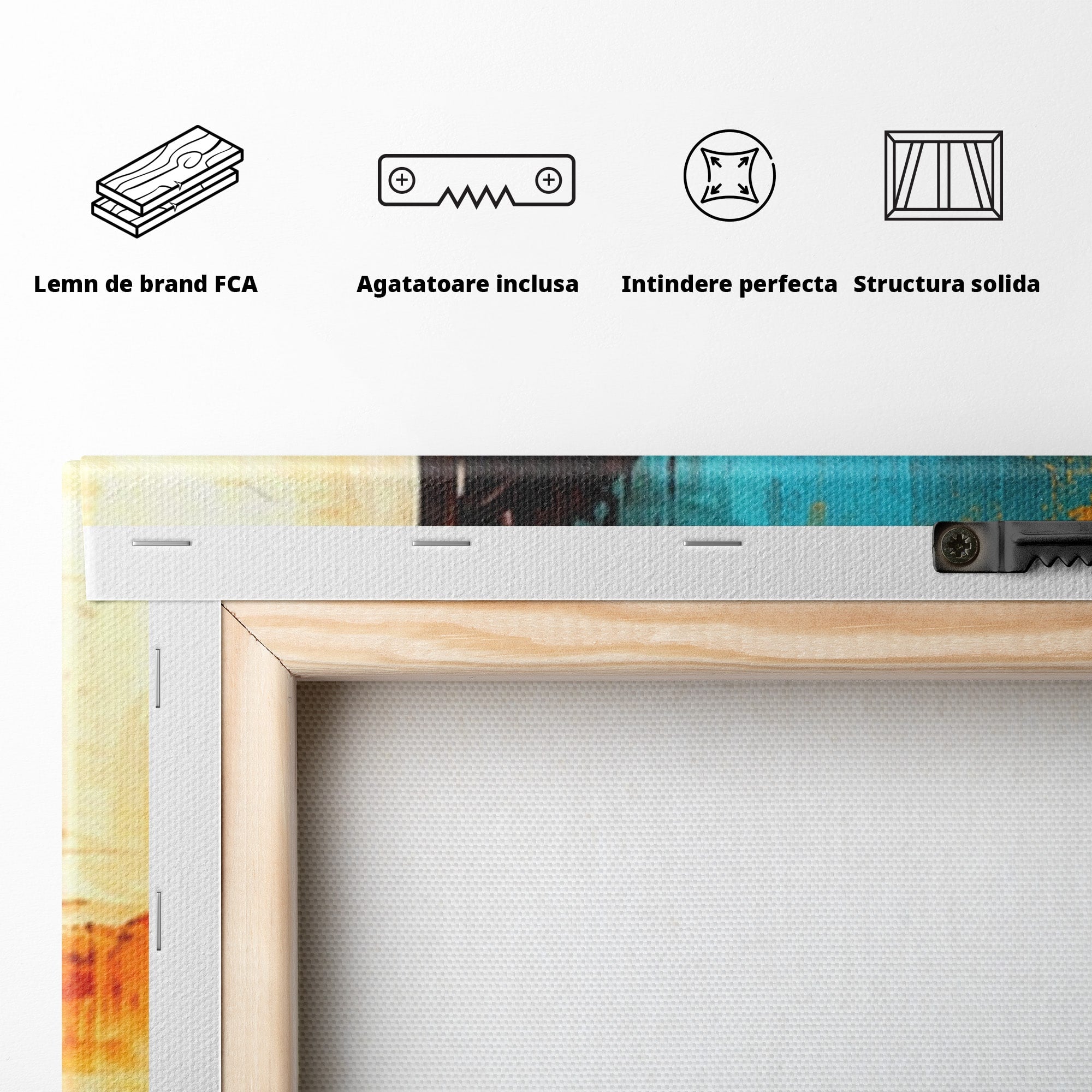 Set 2 Tablouri Canvas Premium LuxCanva® C2-1315, Ardere Lenta, Culori, Abstract, Dinamism, Modern, Portocaliu, Rosu, Albastru, Mare, Vapoare, Fereastra, Cer, Arhitectural, Ziduri, Birou, Living, Dormitor