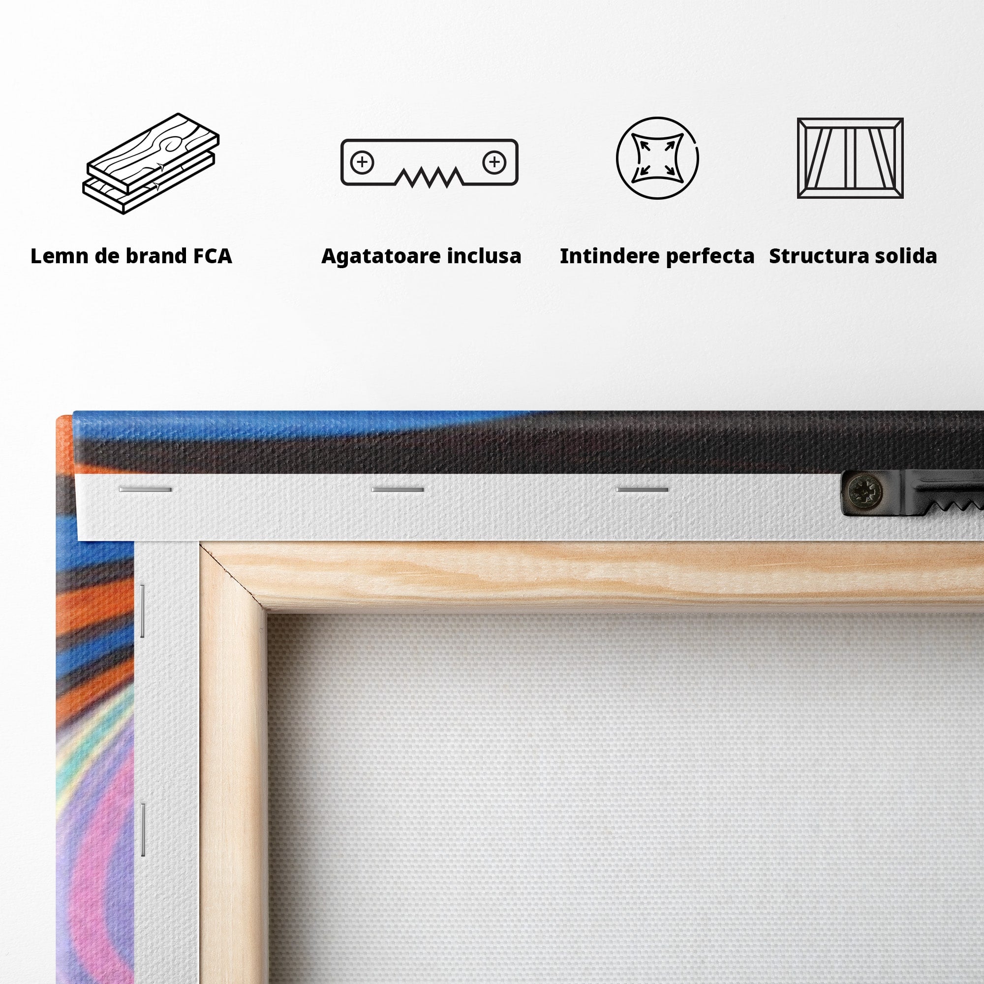 Set 2 Tablouri Canvas Premium LuxCanva® C2-1321, Universul Curcubeu, Abstract, Spatiu, Curcubeu, Living, Modern, Culori Vibrante