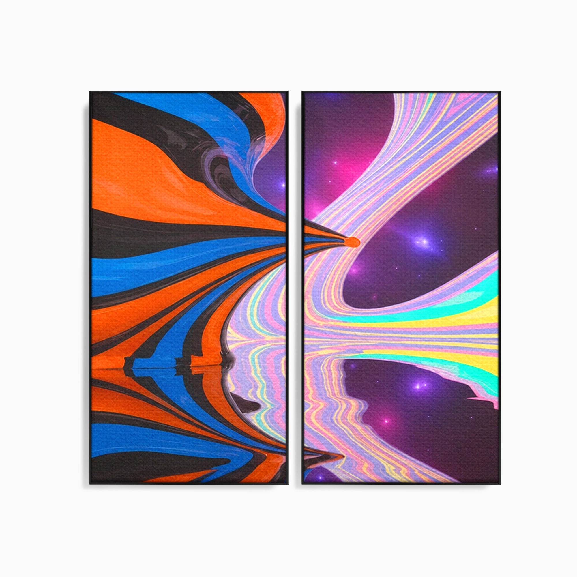 Set 2 Tablouri Canvas Premium LuxCanva® C2-1321, Universul Curcubeu, Abstract, Spatiu, Curcubeu, Living, Modern, Culori Vibrante