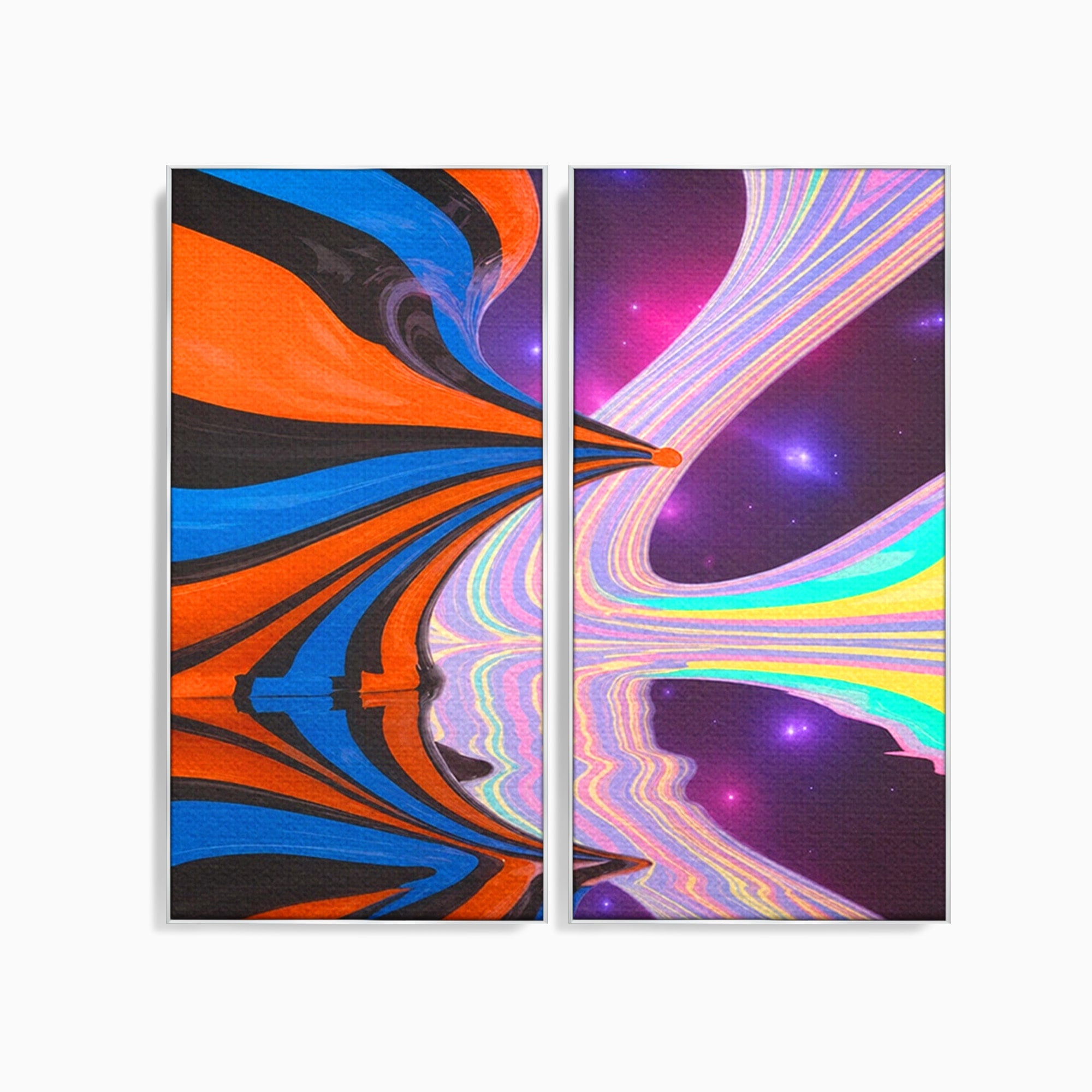 Set 2 Tablouri Canvas Premium LuxCanva® C2-1321, Universul Curcubeu, Abstract, Spatiu, Curcubeu, Living, Modern, Culori Vibrante