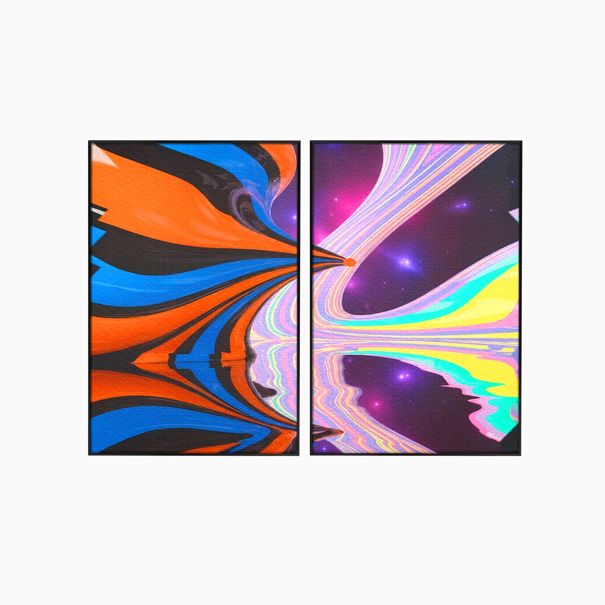 Set 2 Tablouri Canvas Premium LuxCanva® C2-1321, Universul Curcubeu, Abstract, Spatiu, Curcubeu, Living, Modern, Culori Vibrante
