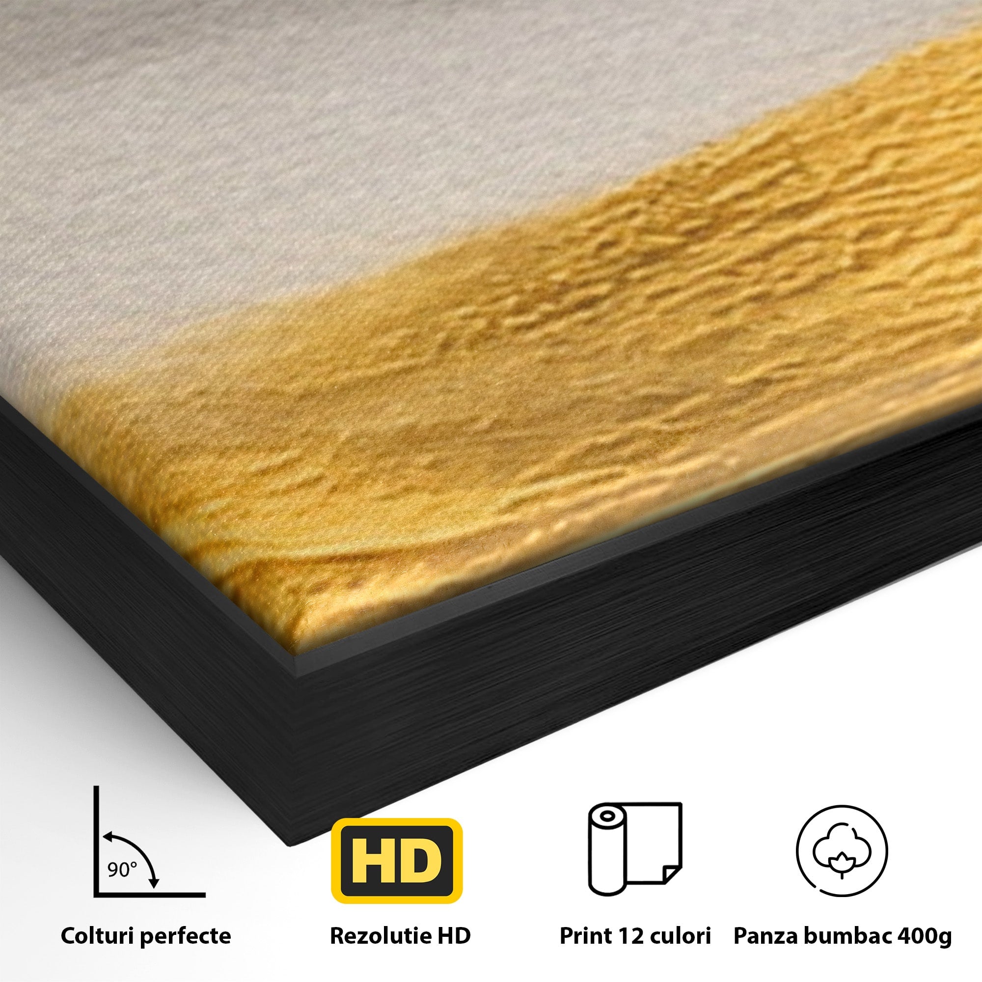 Set 2 Tablouri Canvas Premium LuxCanva® C2-1325, Fluiditate Aurie, Abstract, Modern, Eleganta, Living, Dormitor, Culori Vibrante