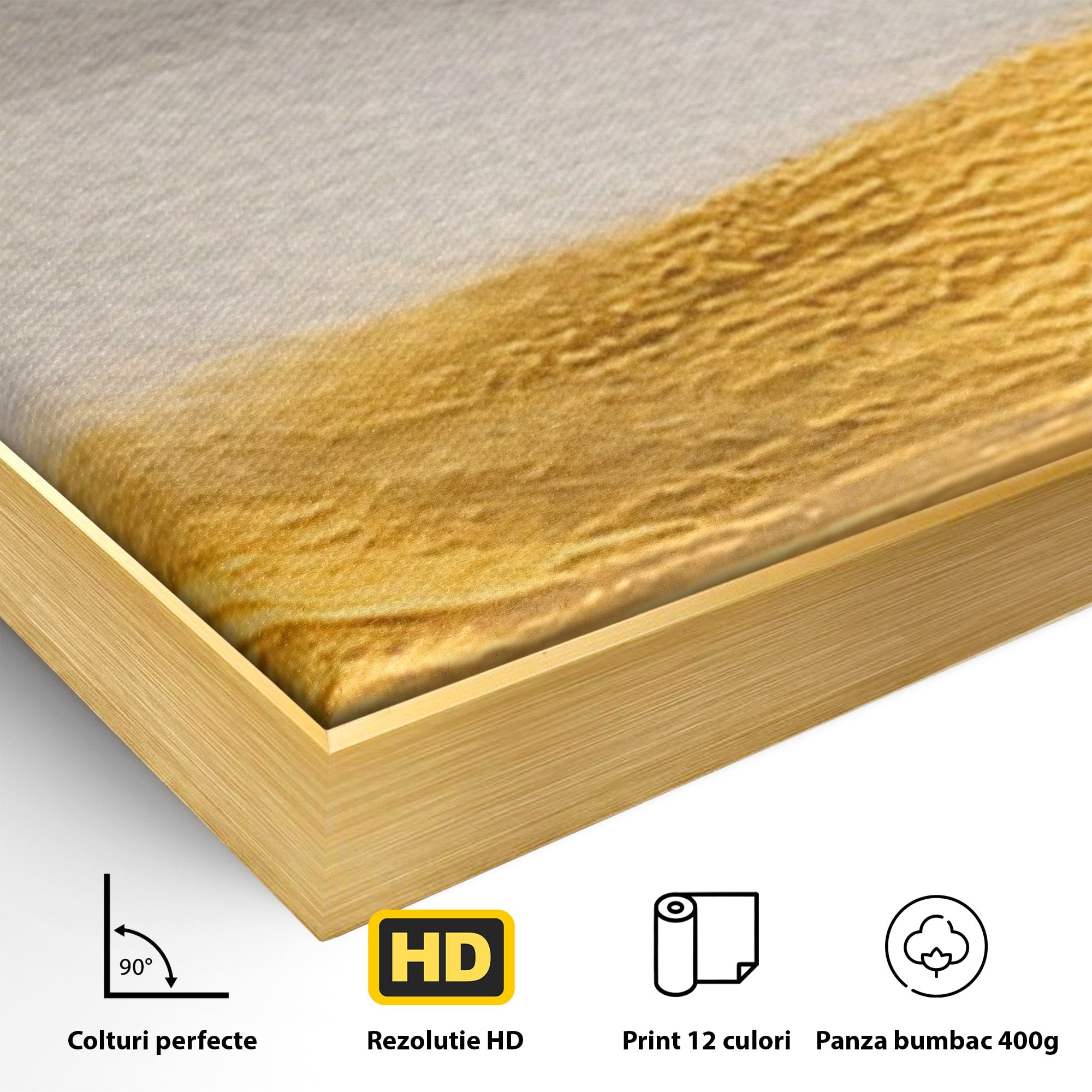 Set 2 Tablouri Canvas Premium LuxCanva® C2-1325, Fluiditate Aurie, Abstract, Modern, Eleganta, Living, Dormitor, Culori Vibrante