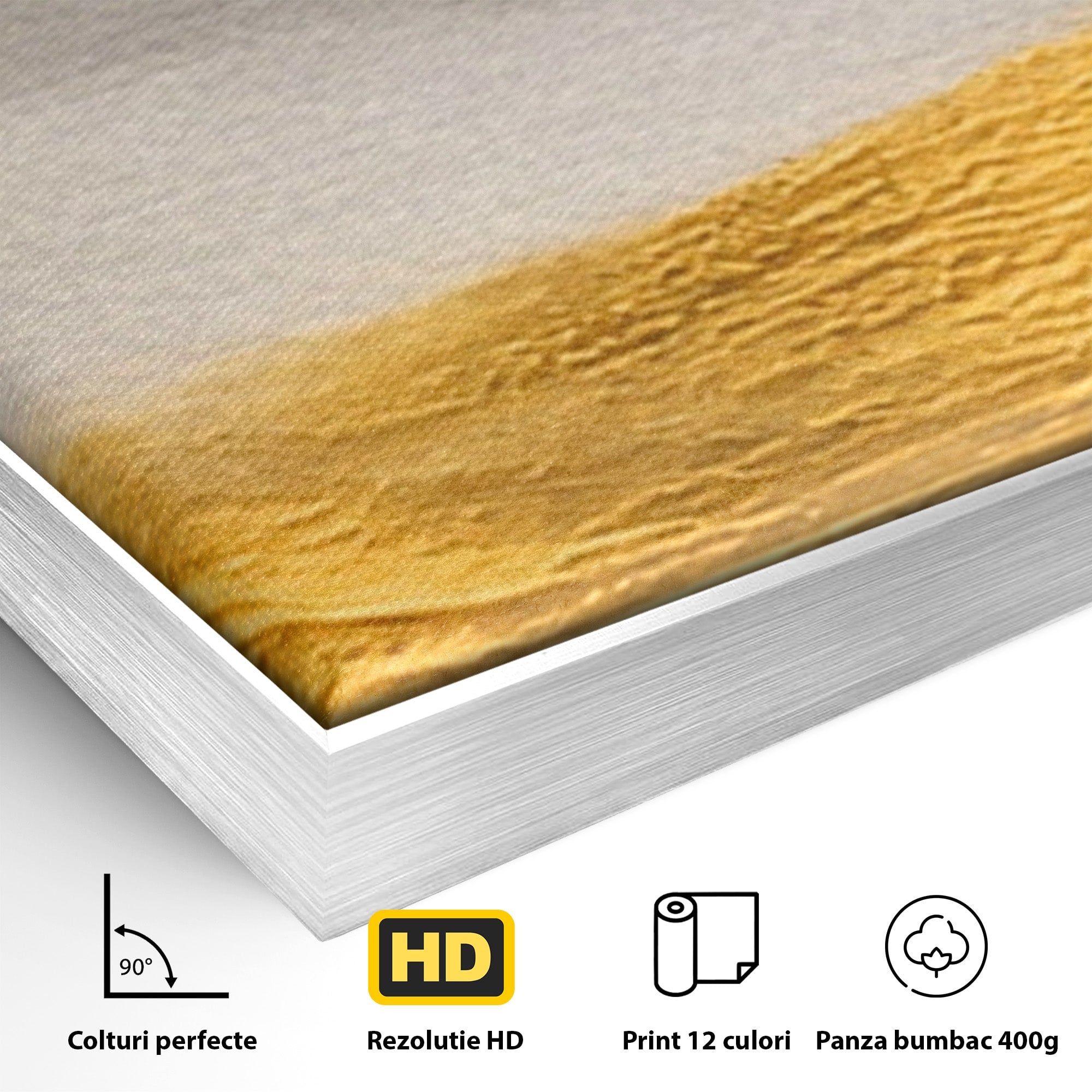Set 2 Tablouri Canvas Premium LuxCanva® C2-1325, Fluiditate Aurie, Abstract, Modern, Eleganta, Living, Dormitor, Culori Vibrante