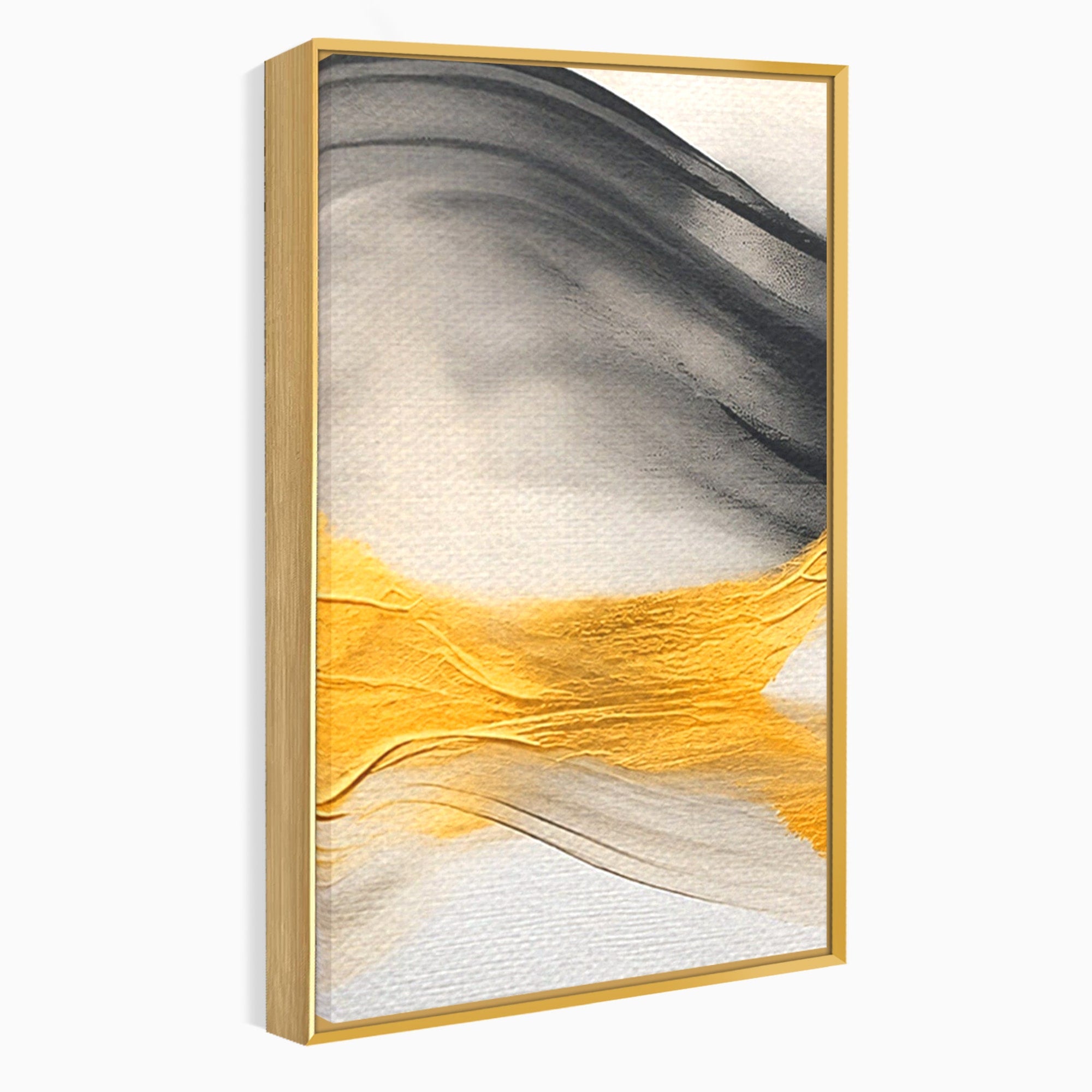 Set 2 Tablouri Canvas Premium LuxCanva® C2-1325, Fluiditate Aurie, Abstract, Modern, Eleganta, Living, Dormitor, Culori Vibrante