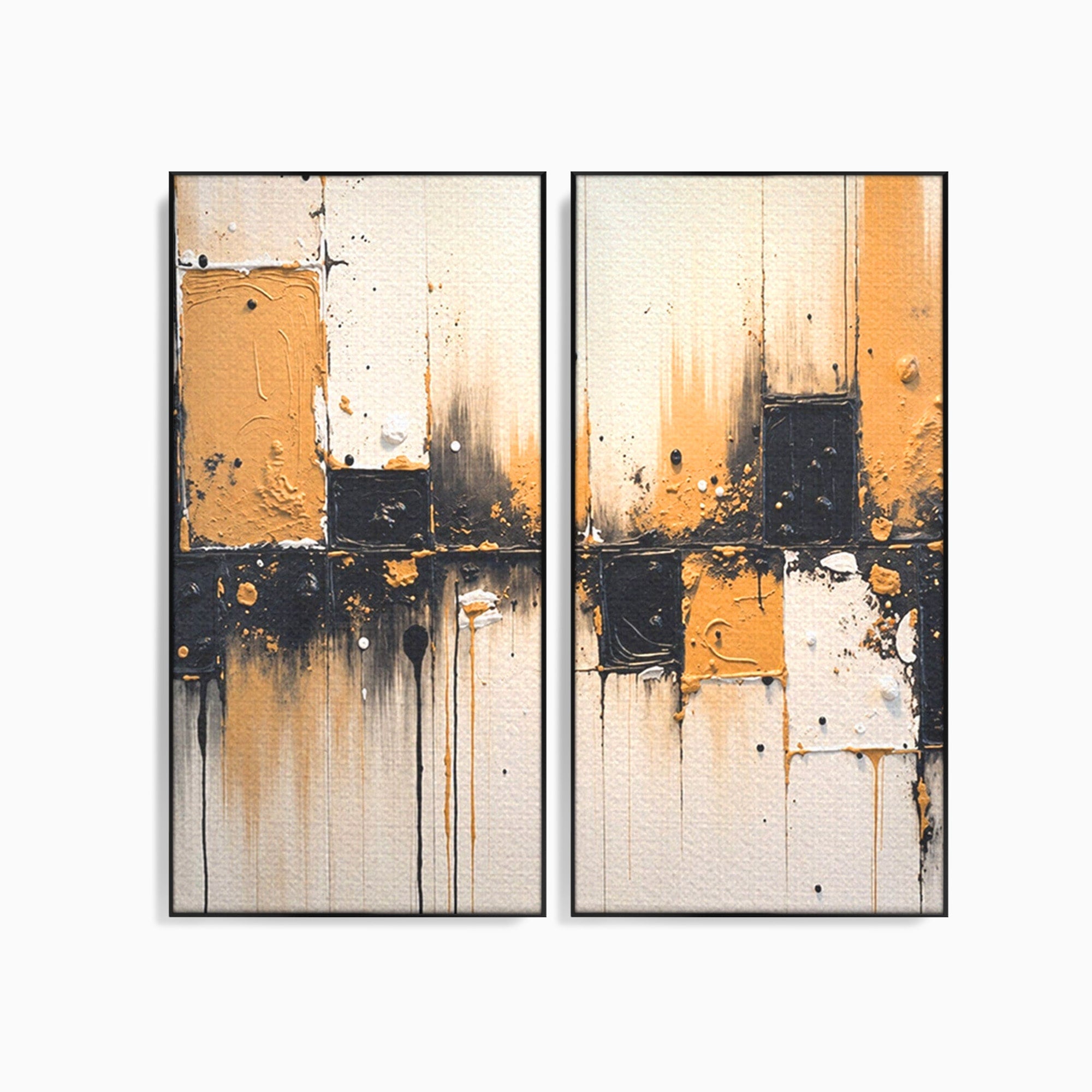 Set 2 Tablouri Canvas Premium LuxCanva® C2-1328, Abstractie Eleganta, Abstractie, Modern, Arta Contemporana, Textura, Living, Birou, Culori Vibrante