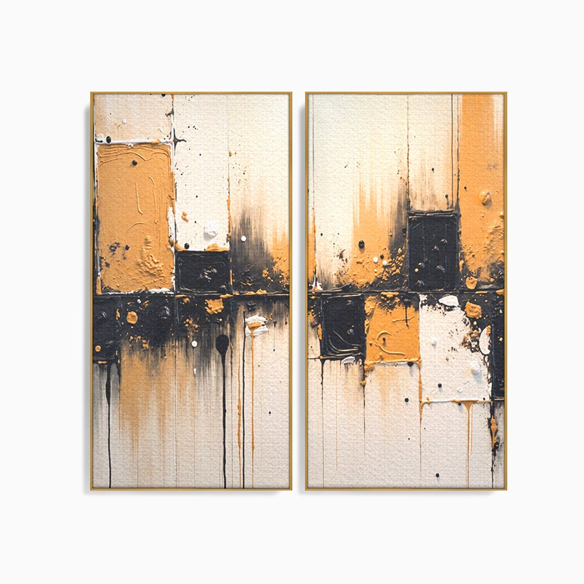 Set 2 Tablouri Canvas Premium LuxCanva® C2-1328, Abstractie Eleganta, Abstractie, Modern, Arta Contemporana, Textura, Living, Birou, Culori Vibrante