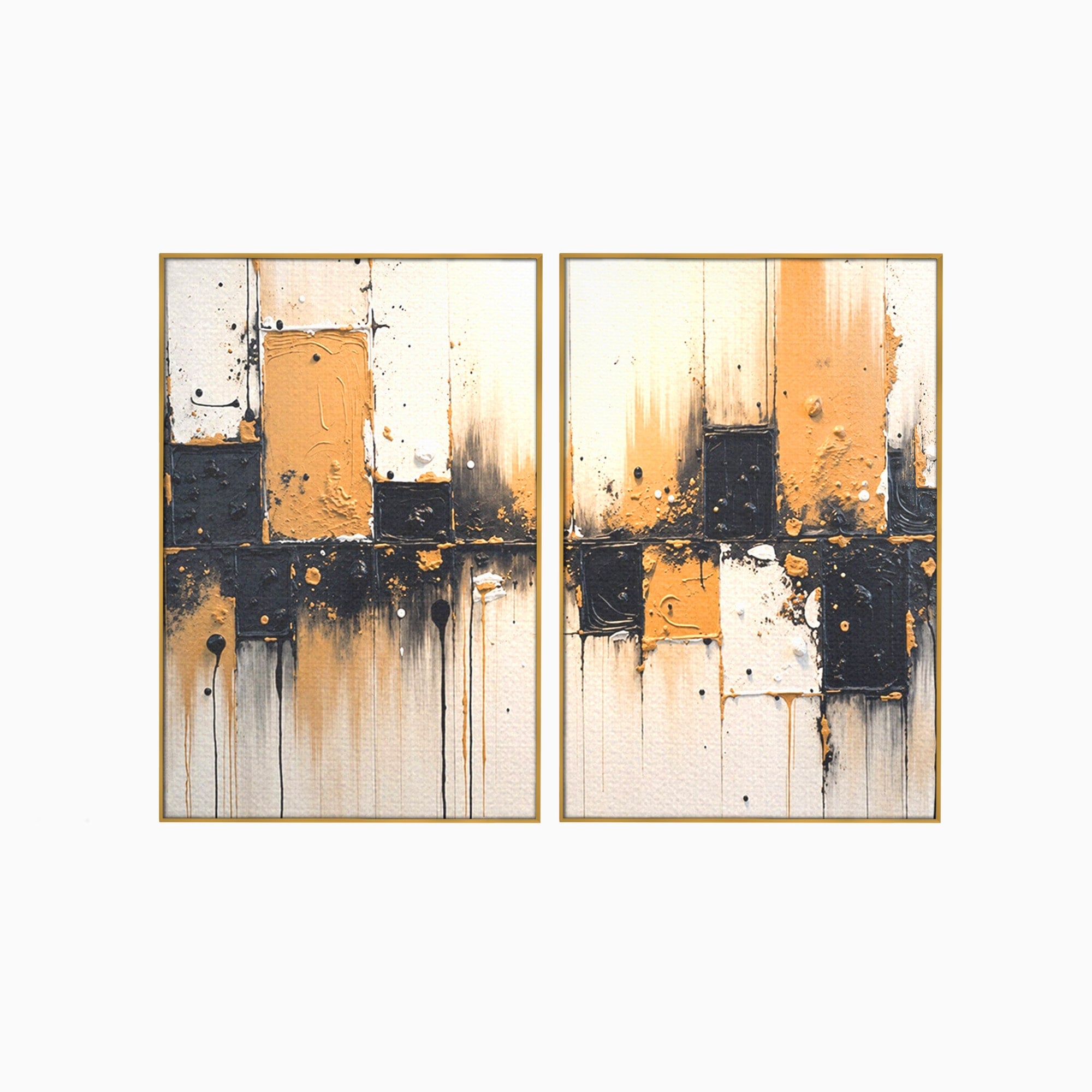 Set 2 Tablouri Canvas Premium LuxCanva® C2-1328, Abstractie Eleganta, Abstractie, Modern, Arta Contemporana, Textura, Living, Birou, Culori Vibrante