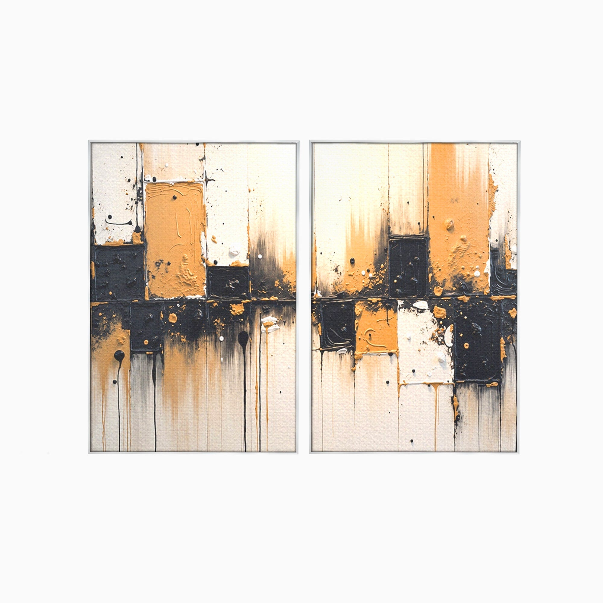 Set 2 Tablouri Canvas Premium LuxCanva® C2-1328, Abstractie Eleganta, Abstractie, Modern, Arta Contemporana, Textura, Living, Birou, Culori Vibrante
