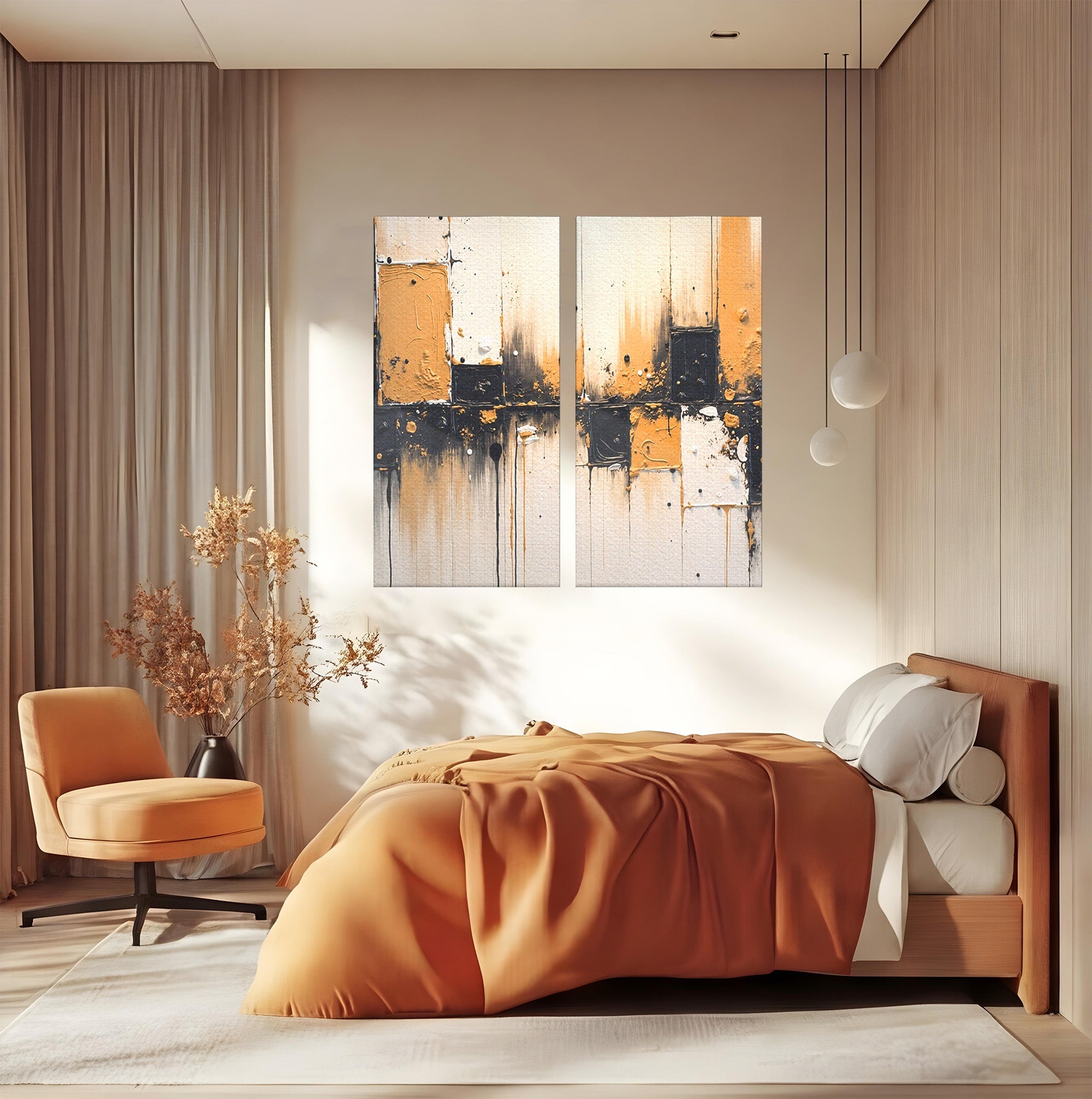 Set 2 Tablouri Canvas Premium LuxCanva® C2-1328, Abstractie Eleganta, Abstractie, Modern, Arta Contemporana, Textura, Living, Birou, Culori Vibrante