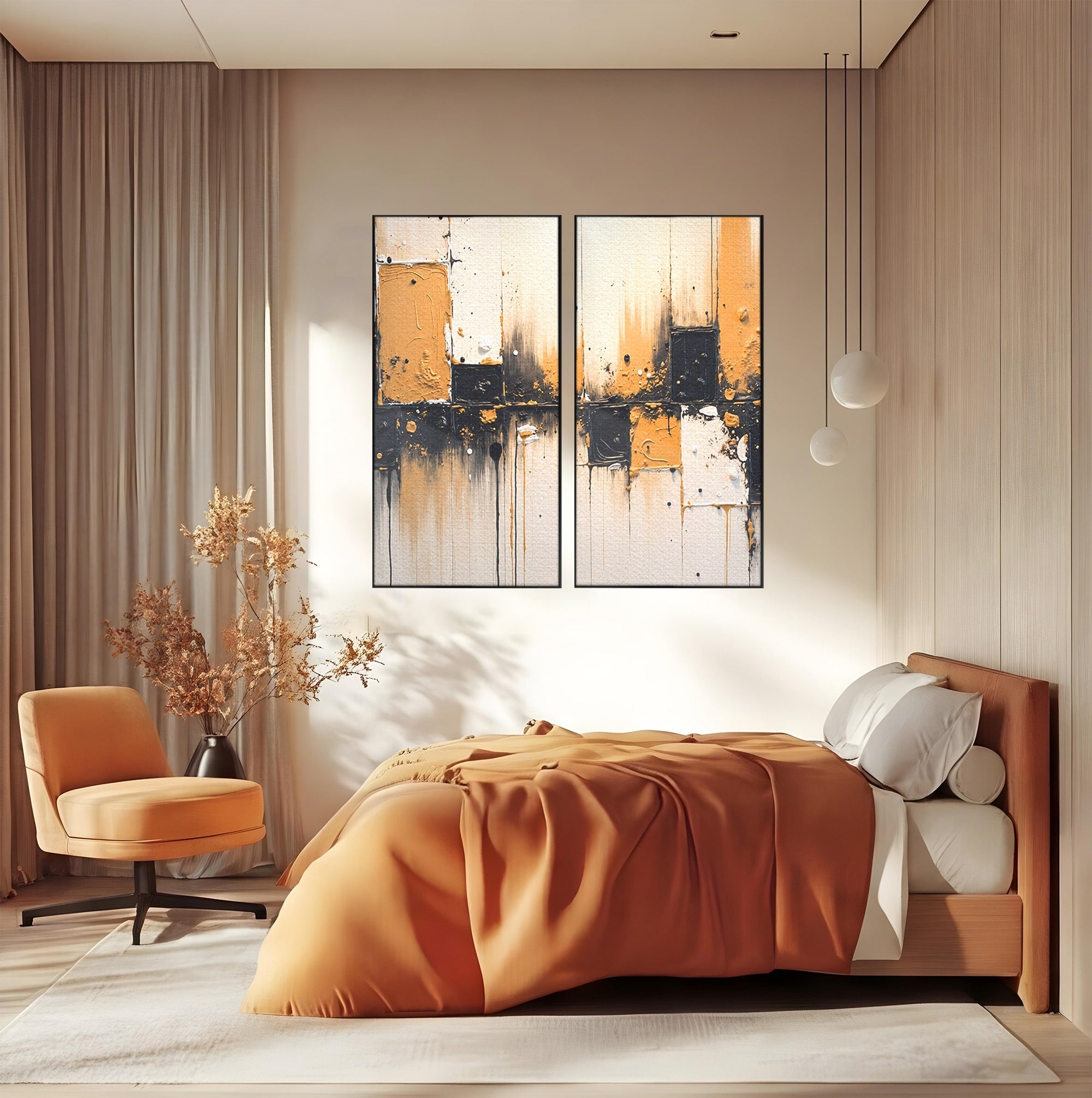 Set 2 Tablouri Canvas Premium LuxCanva® C2-1328, Abstractie Eleganta, Abstractie, Modern, Arta Contemporana, Textura, Living, Birou, Culori Vibrante