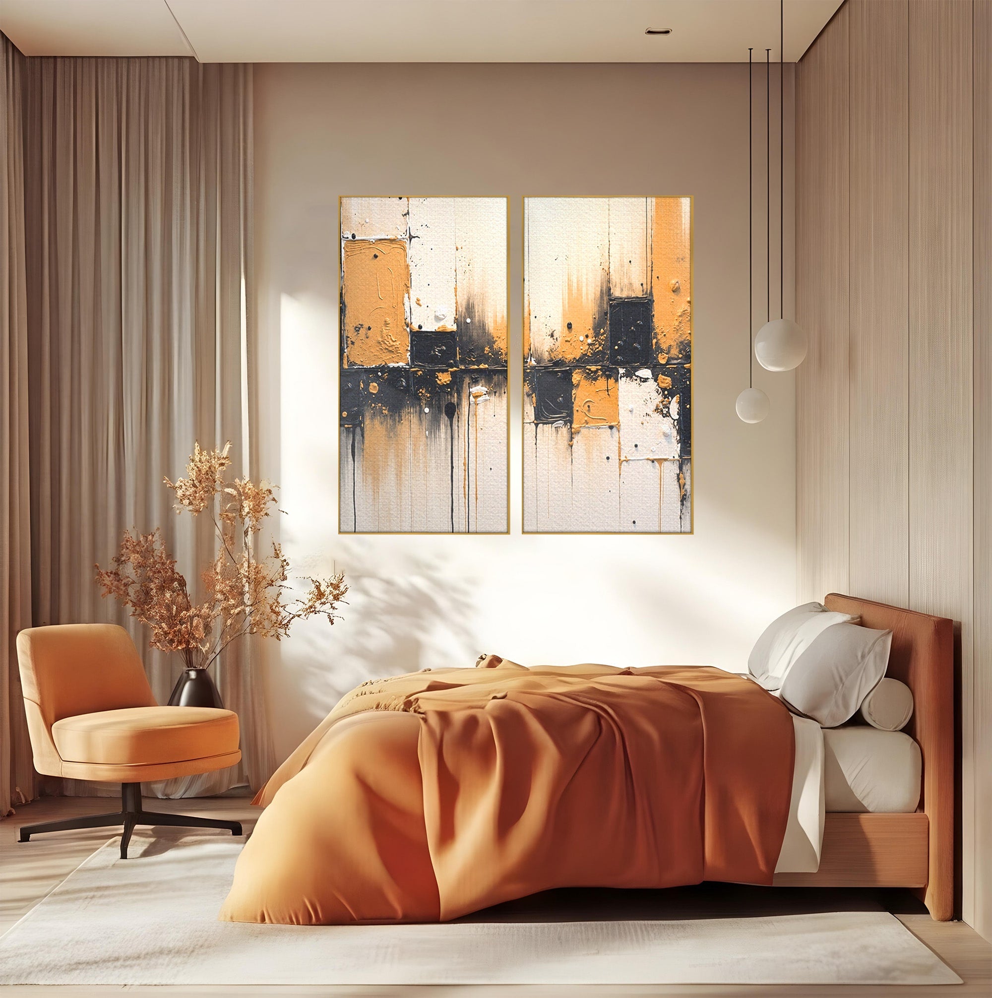 Set 2 Tablouri Canvas Premium LuxCanva® C2-1328, Abstractie Eleganta, Abstractie, Modern, Arta Contemporana, Textura, Living, Birou, Culori Vibrante