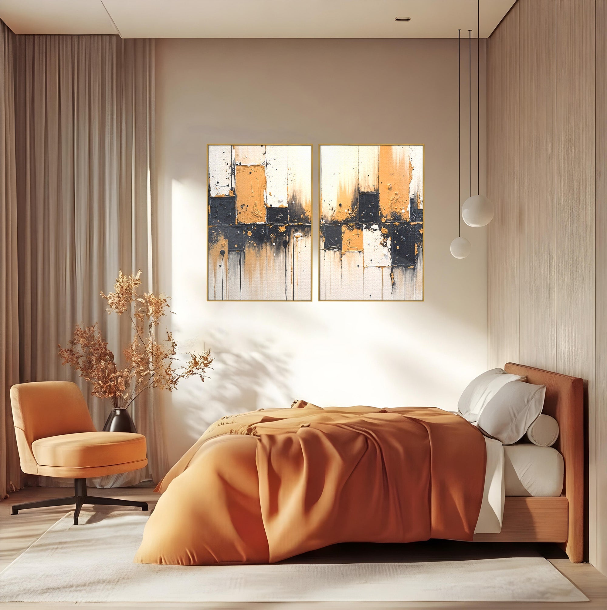 Set 2 Tablouri Canvas Premium LuxCanva® C2-1328, Abstractie Eleganta, Abstractie, Modern, Arta Contemporana, Textura, Living, Birou, Culori Vibrante