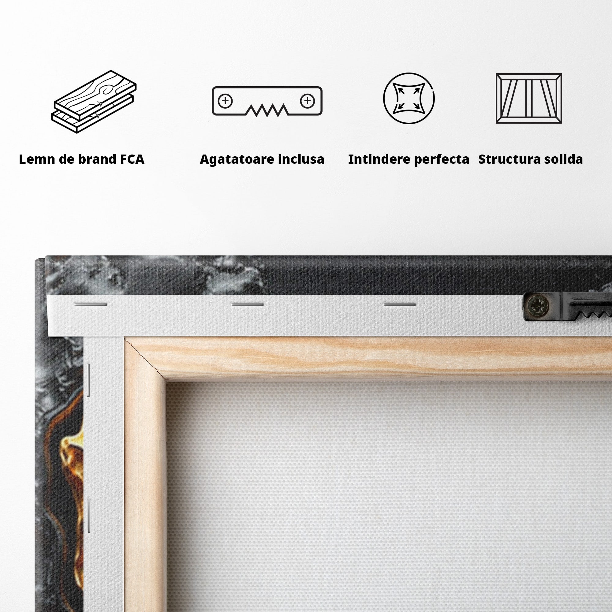 Set 2 Tablouri Canvas Premium LuxCanva® C2-1331, Rau De Aur, Abstract, Textura, Modern, Birou, Eleganta, Culori Vibrante