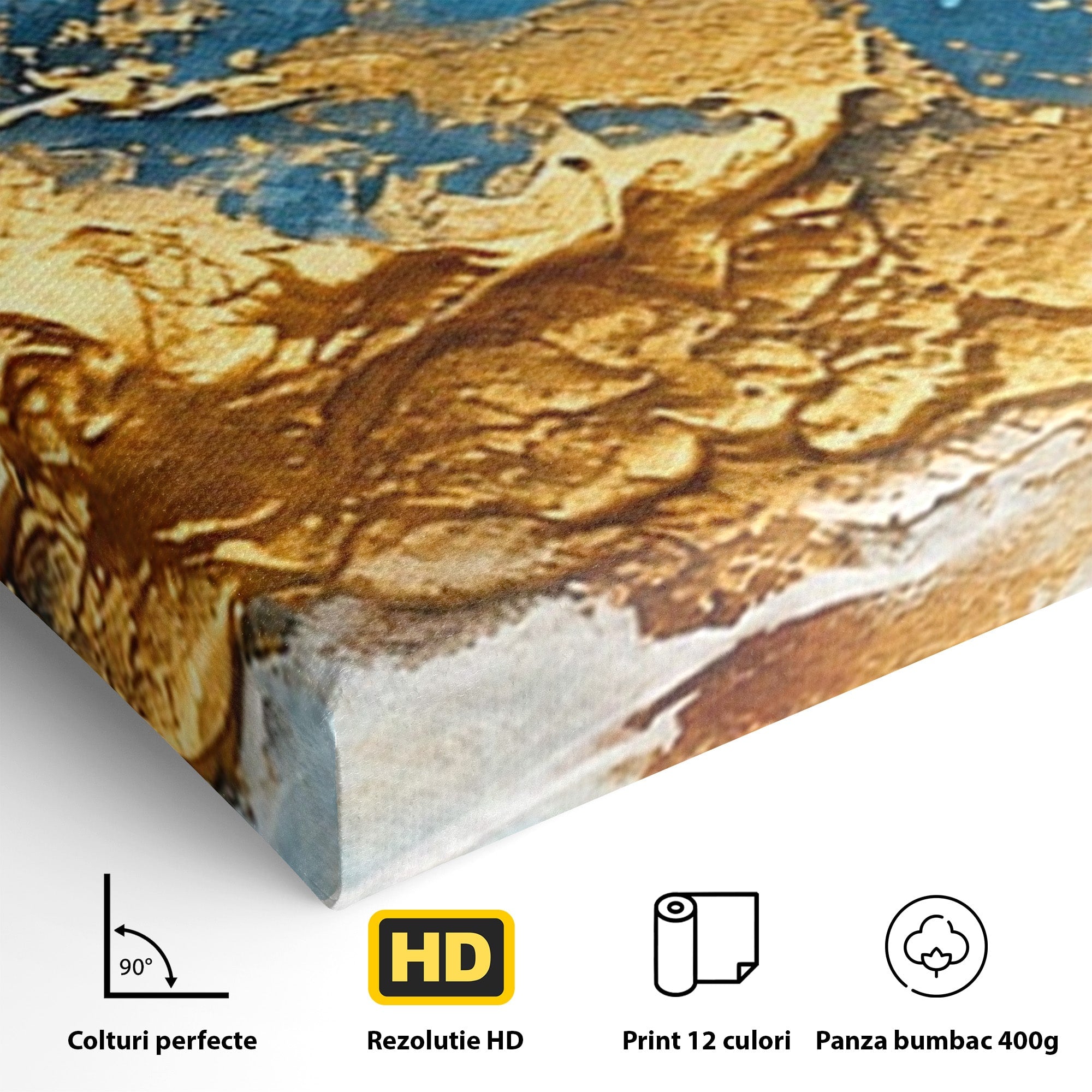 Set 2 Tablouri Canvas Premium LuxCanva® C2-1332, Abstractie Ceruleana, Abstractie, Textura, Modern, Birou, Living, Culori Vibrante