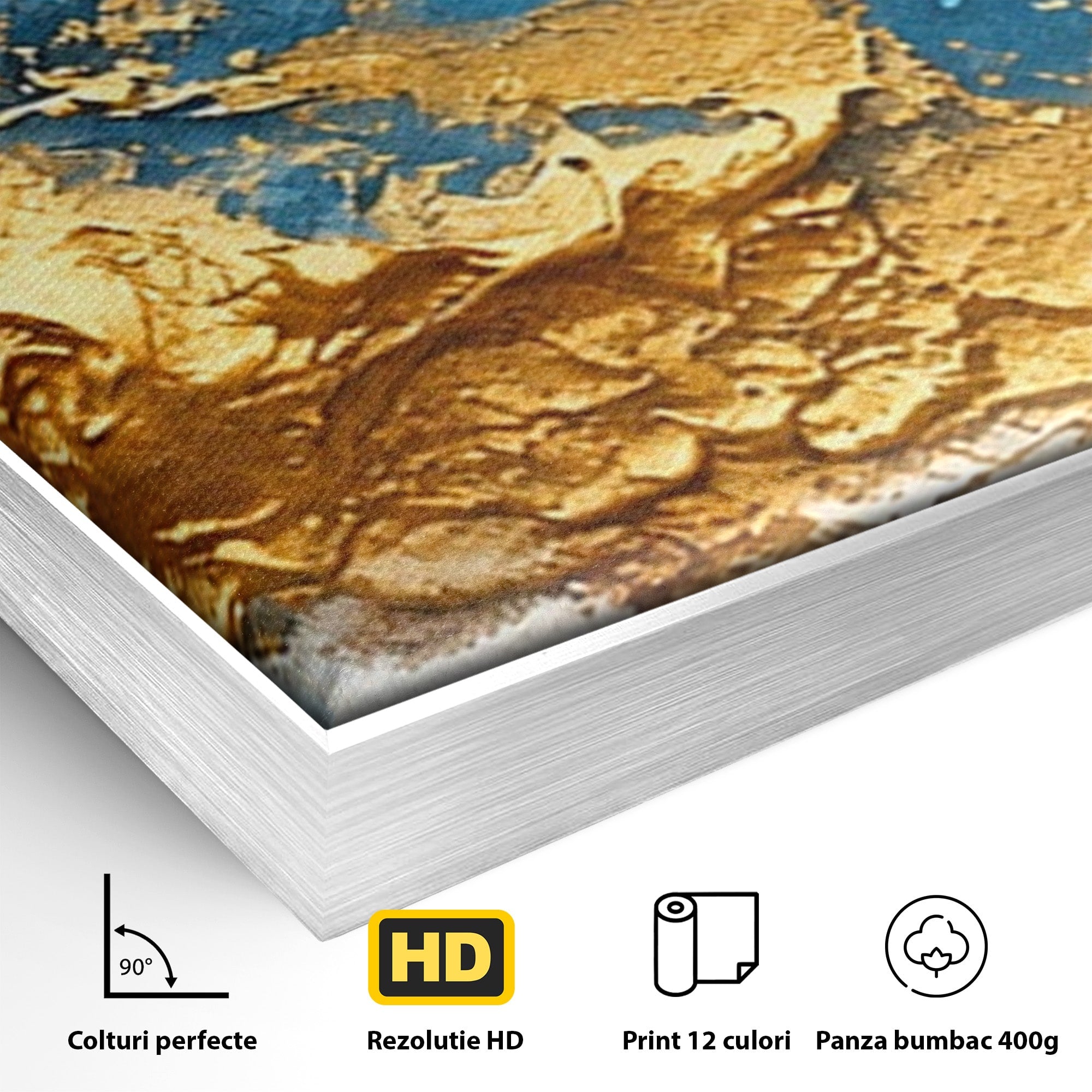 Set 2 Tablouri Canvas Premium LuxCanva® C2-1332, Abstractie Ceruleana, Abstractie, Textura, Modern, Birou, Living, Culori Vibrante