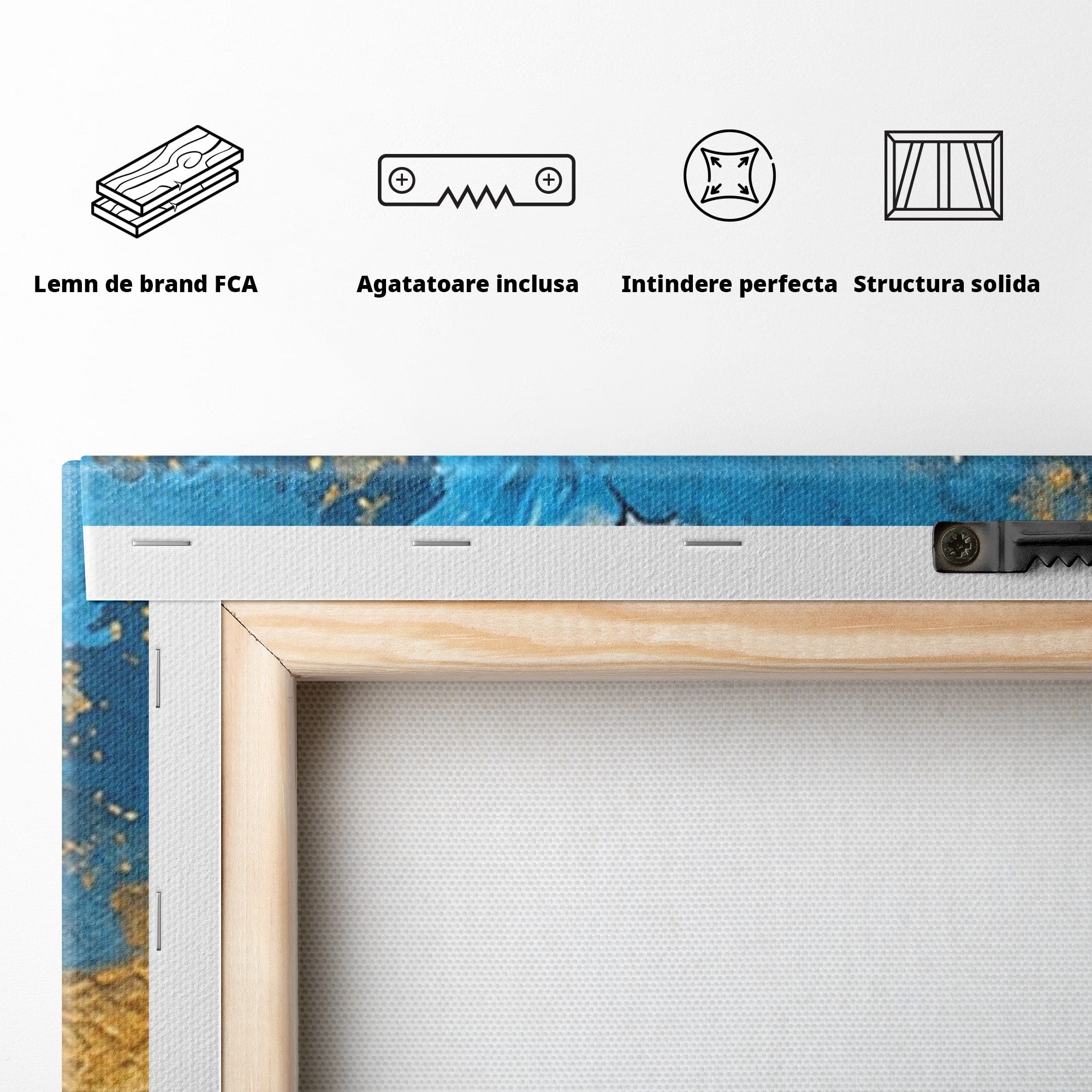 Set 2 Tablouri Canvas Premium LuxCanva® C2-1332, Abstractie Ceruleana, Abstractie, Textura, Modern, Birou, Living, Culori Vibrante