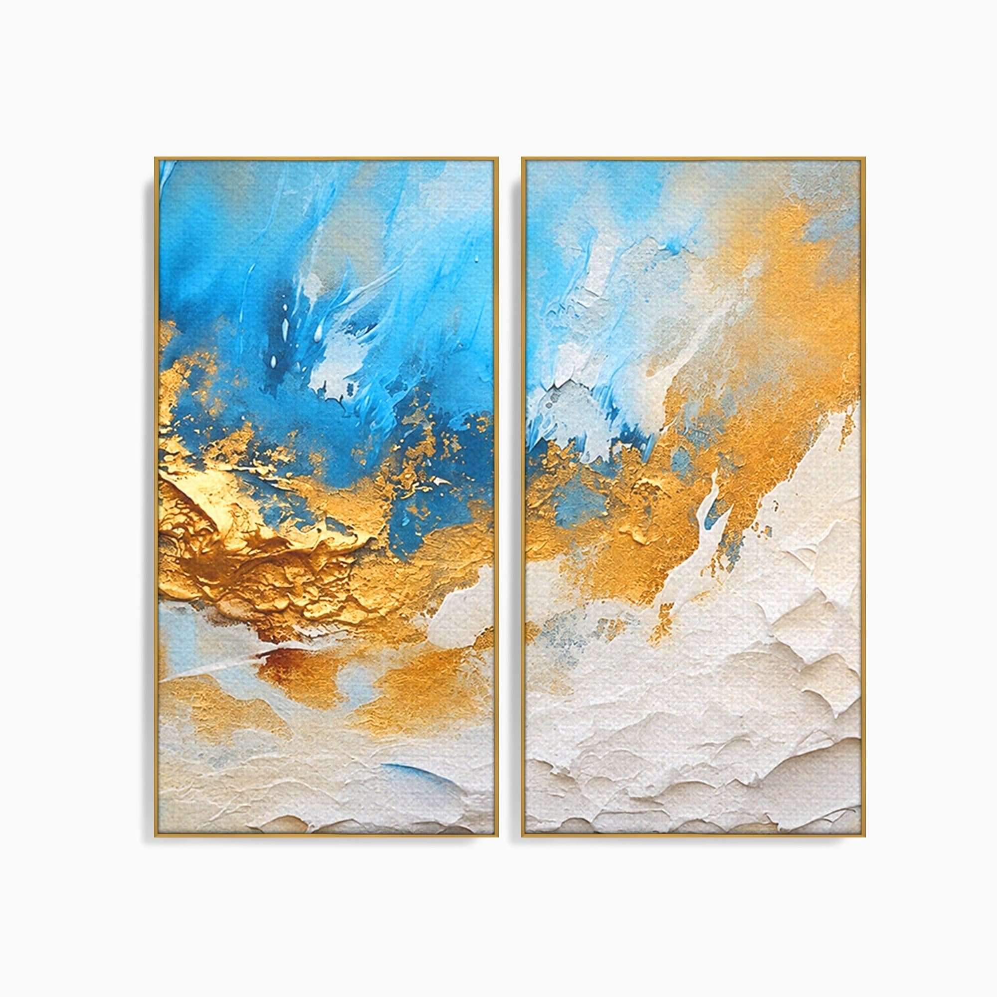 Set 2 Tablouri Canvas Premium LuxCanva® C2-1332, Abstractie Ceruleana, Abstractie, Textura, Modern, Birou, Living, Culori Vibrante