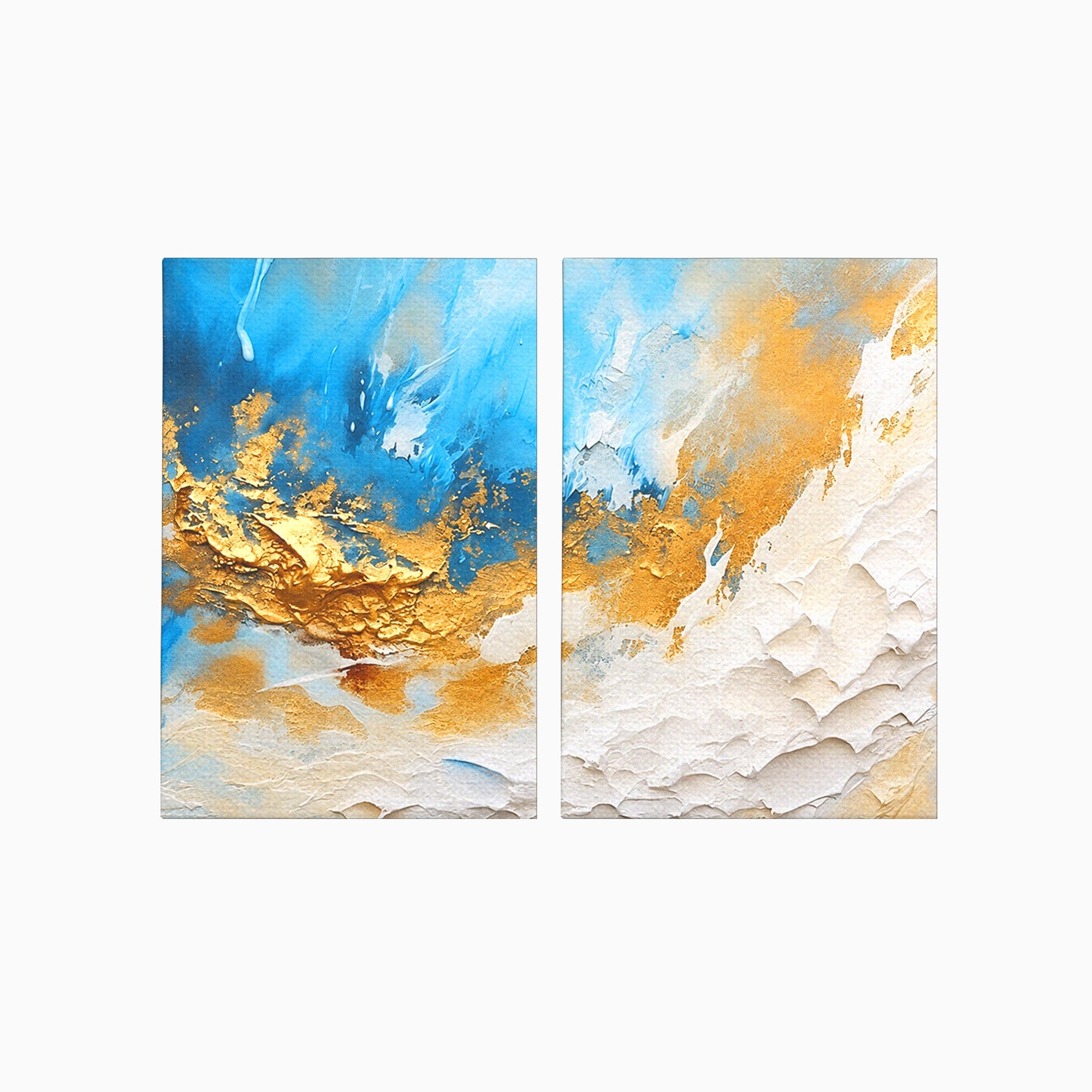Set 2 Tablouri Canvas Premium LuxCanva® C2-1332, Abstractie Ceruleana, Abstractie, Textura, Modern, Birou, Living, Culori Vibrante