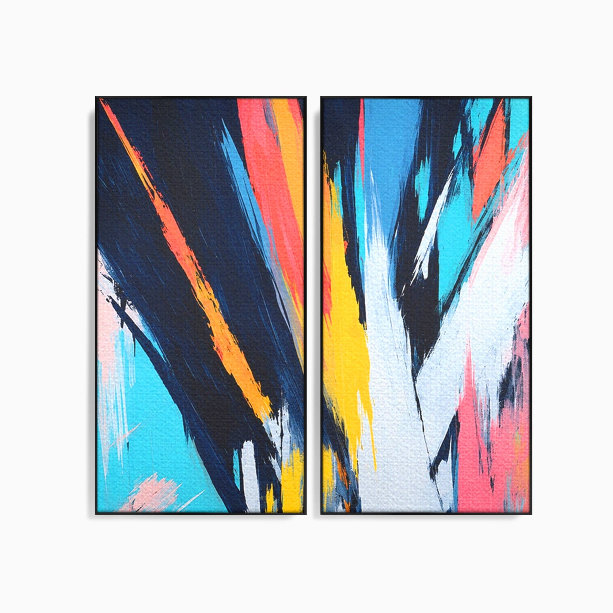 Set 2 Tablouri Canvas Premium LuxCanva® C2-1337, Abstract Dinamic, Abstract, Modern, Energetic, Living, Birou, Culori Vibrante