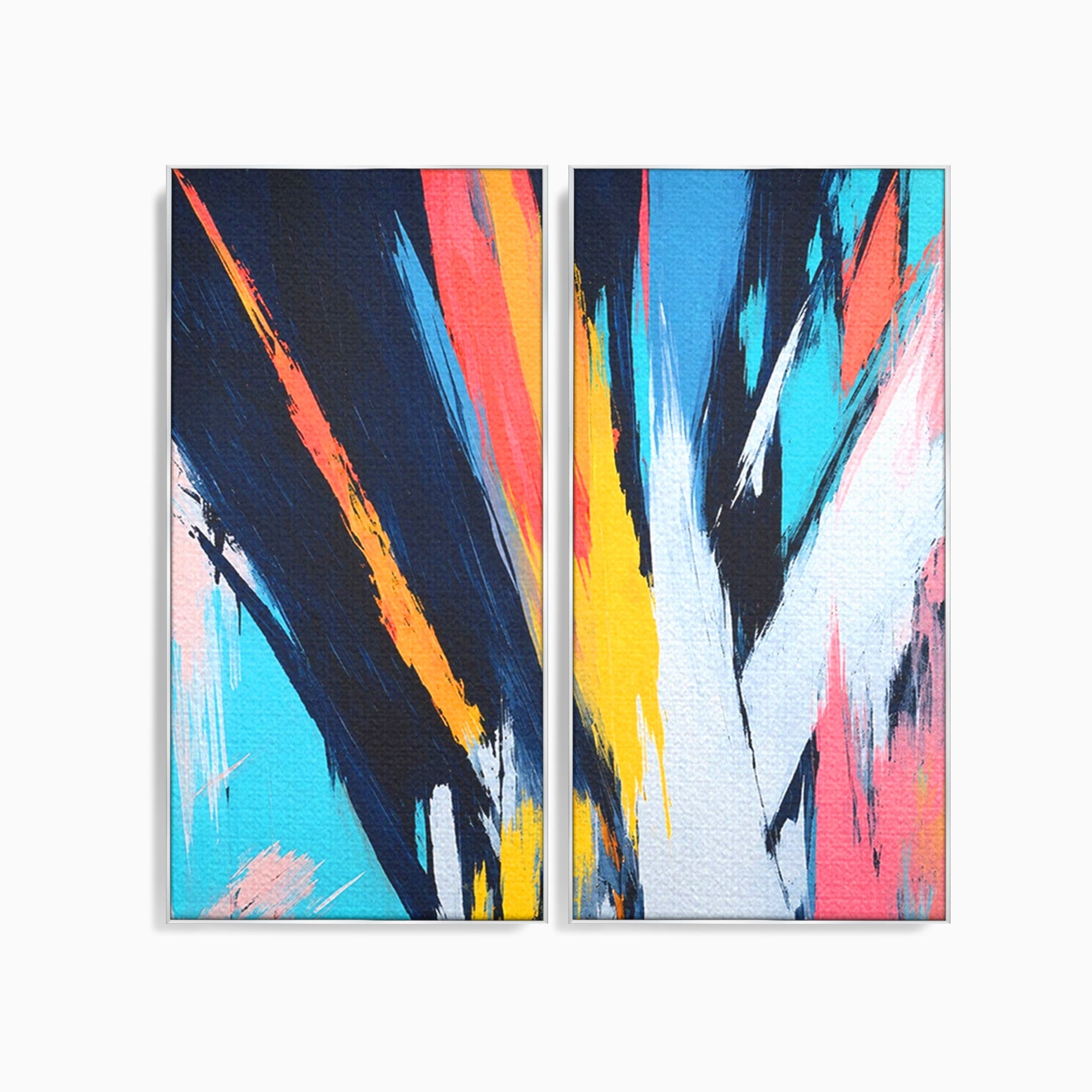 Set 2 Tablouri Canvas Premium LuxCanva® C2-1337, Abstract Dinamic, Abstract, Modern, Energetic, Living, Birou, Culori Vibrante