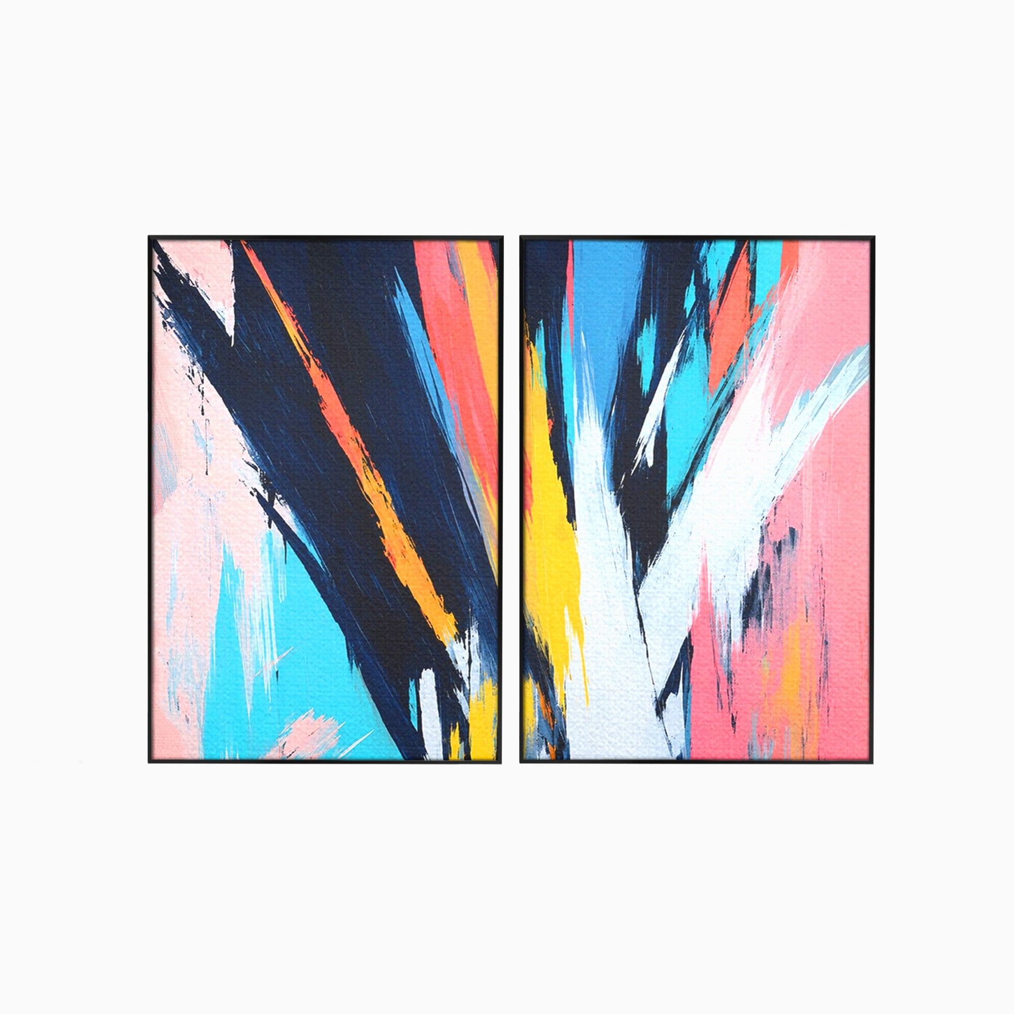 Set 2 Tablouri Canvas Premium LuxCanva® C2-1337, Abstract Dinamic, Abstract, Modern, Energetic, Living, Birou, Culori Vibrante