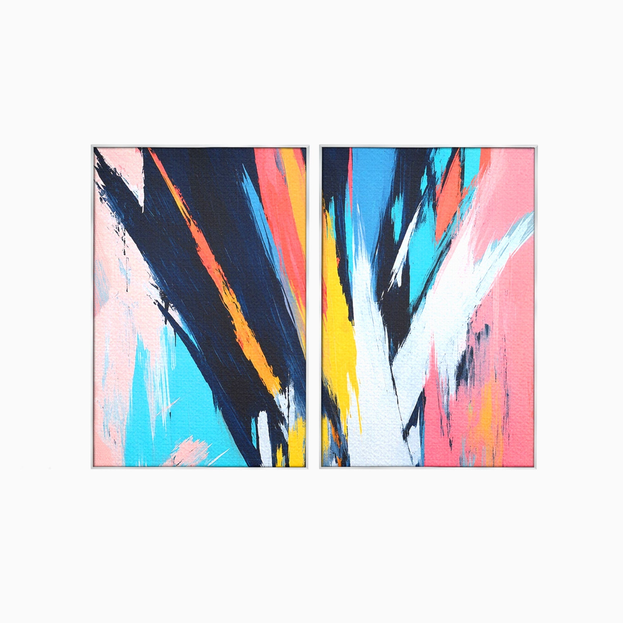 Set 2 Tablouri Canvas Premium LuxCanva® C2-1337, Abstract Dinamic, Abstract, Modern, Energetic, Living, Birou, Culori Vibrante