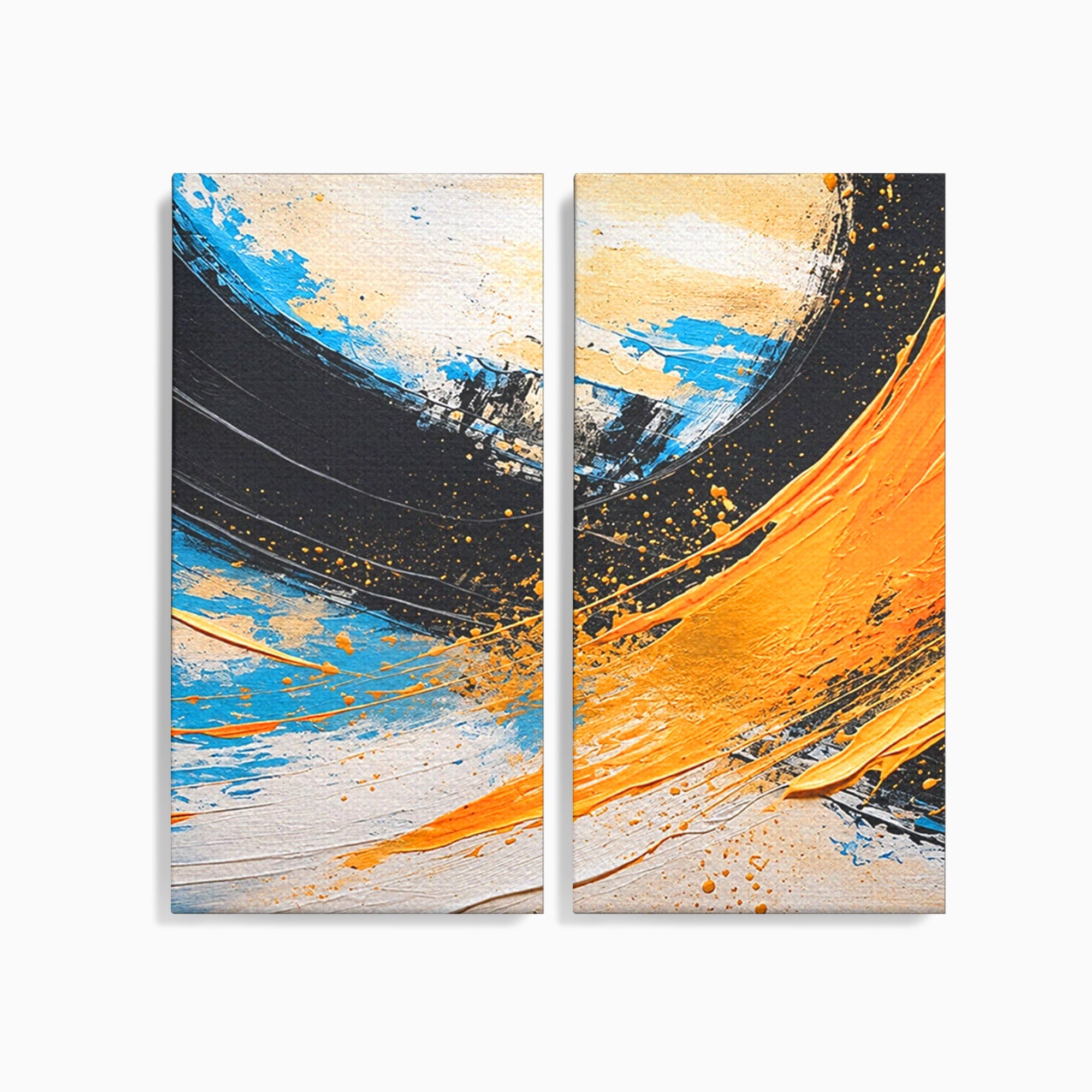 Set 2 Tablouri Canvas Premium LuxCanva® C2-1340, Vortex Abstract, Abstract, Modern, Dinamic, Energetic, Living, Birou, Culori Vibrante