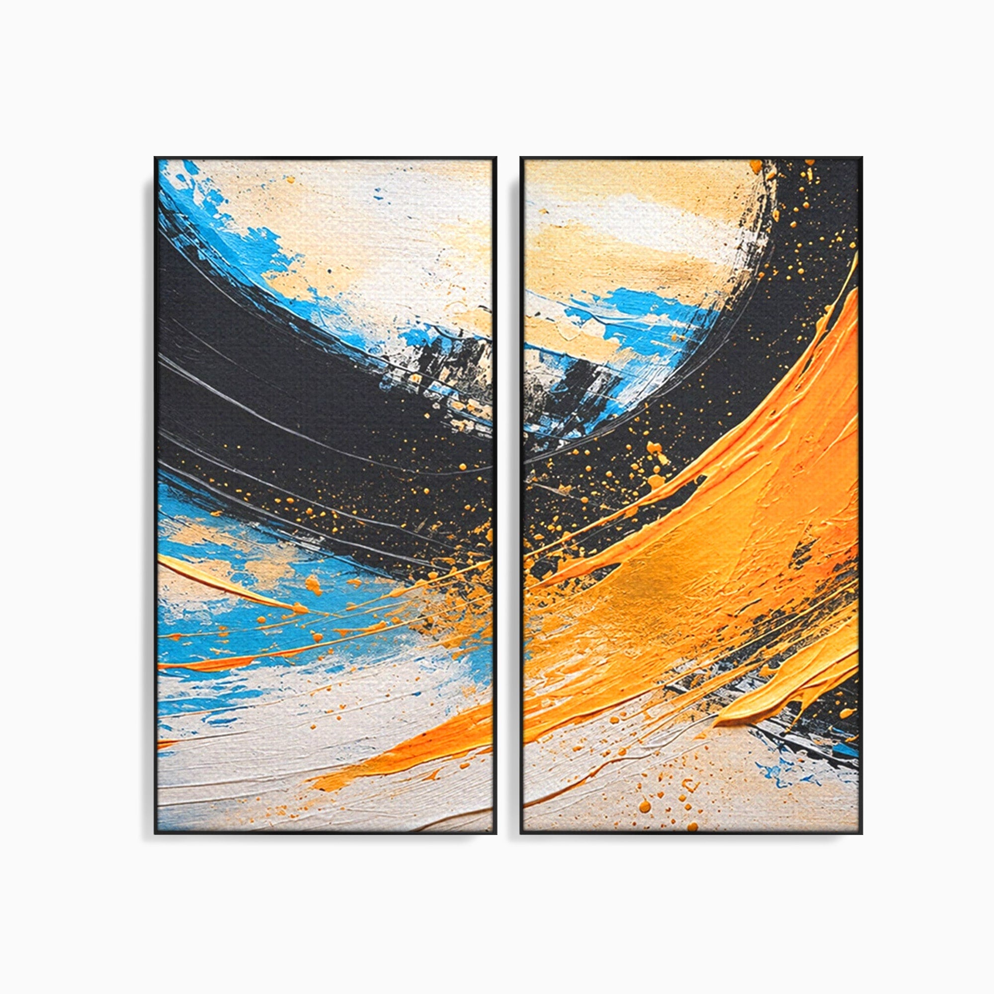 Set 2 Tablouri Canvas Premium LuxCanva® C2-1340, Vortex Abstract, Abstract, Modern, Dinamic, Energetic, Living, Birou, Culori Vibrante
