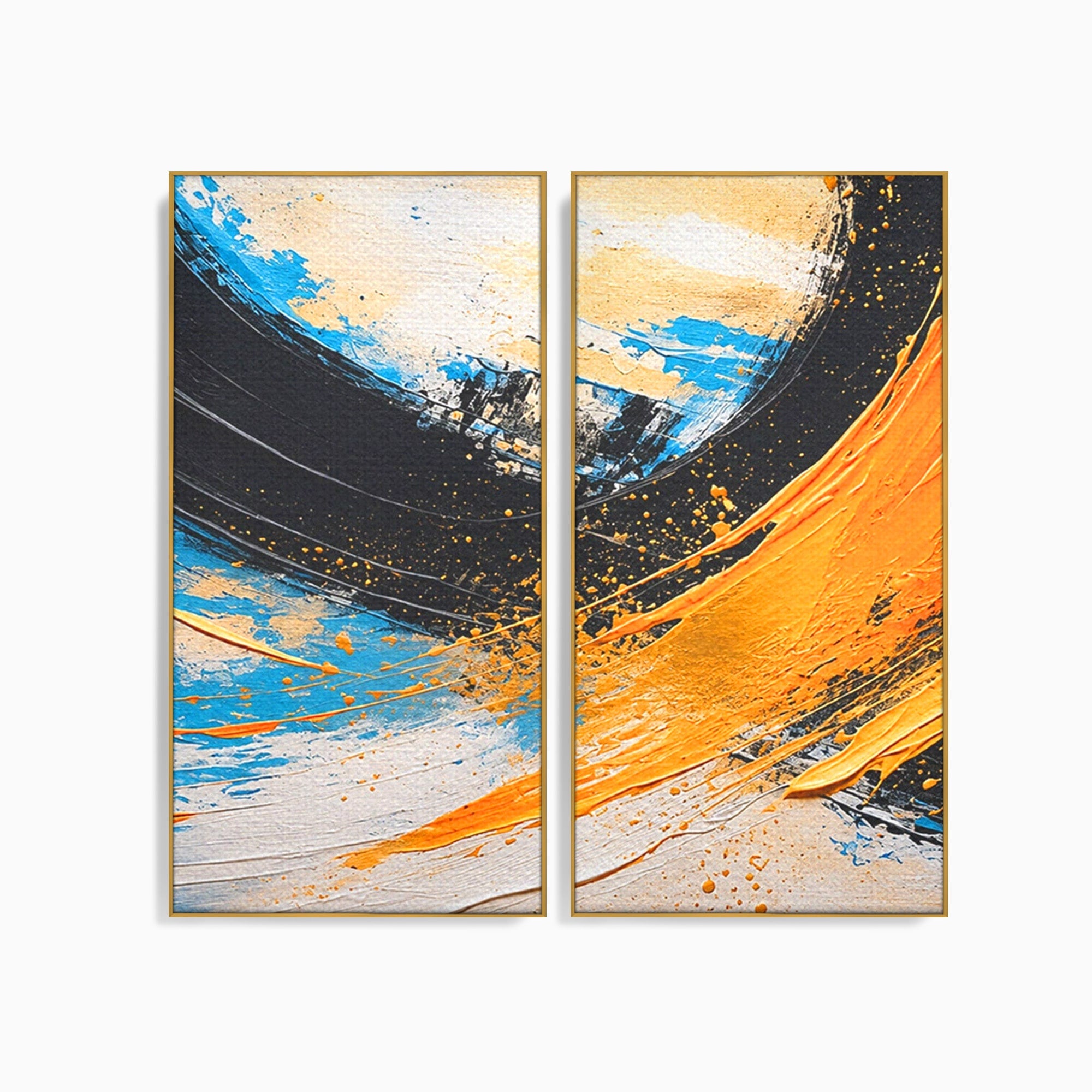 Set 2 Tablouri Canvas Premium LuxCanva® C2-1340, Vortex Abstract, Abstract, Modern, Dinamic, Energetic, Living, Birou, Culori Vibrante