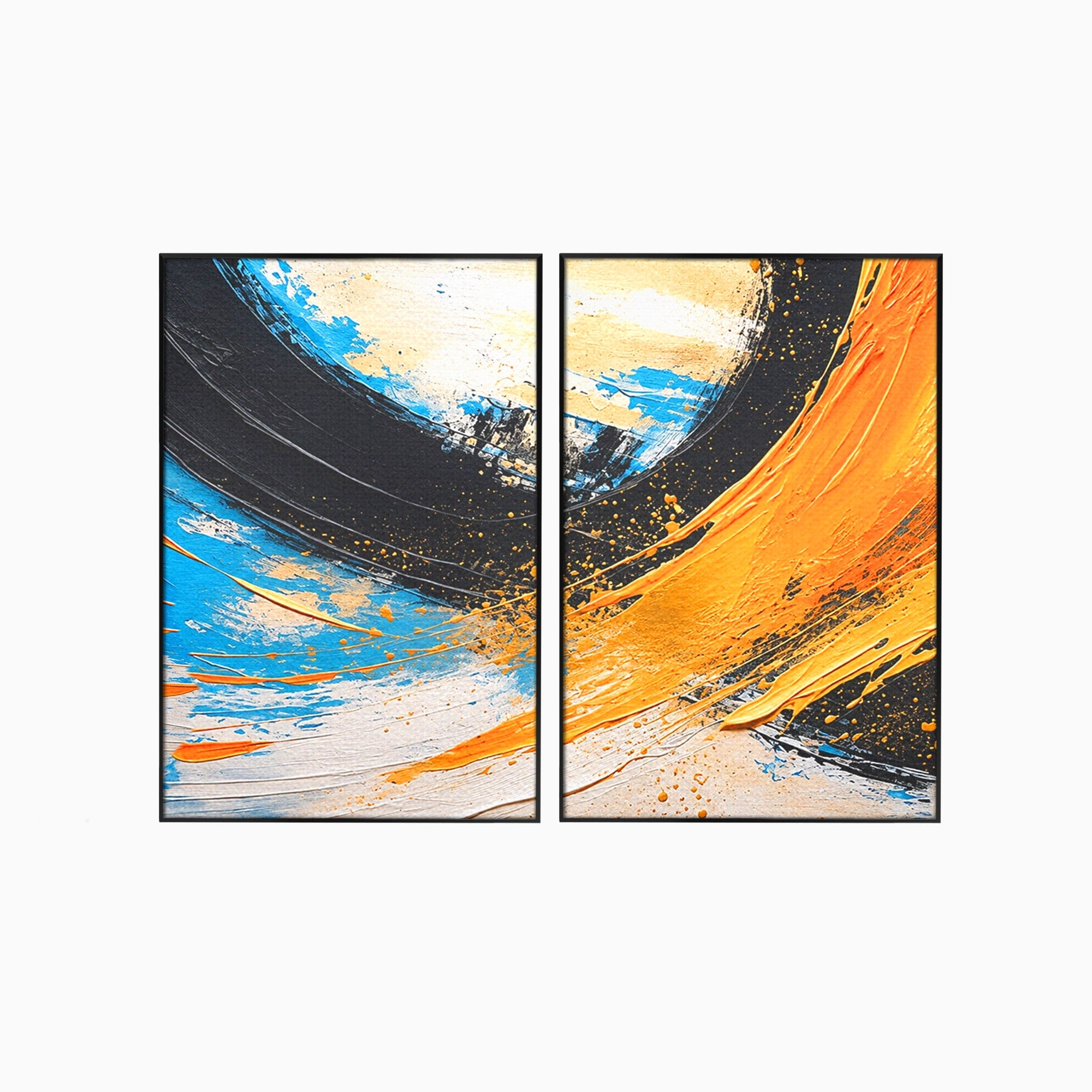 Set 2 Tablouri Canvas Premium LuxCanva® C2-1340, Vortex Abstract, Abstract, Modern, Dinamic, Energetic, Living, Birou, Culori Vibrante