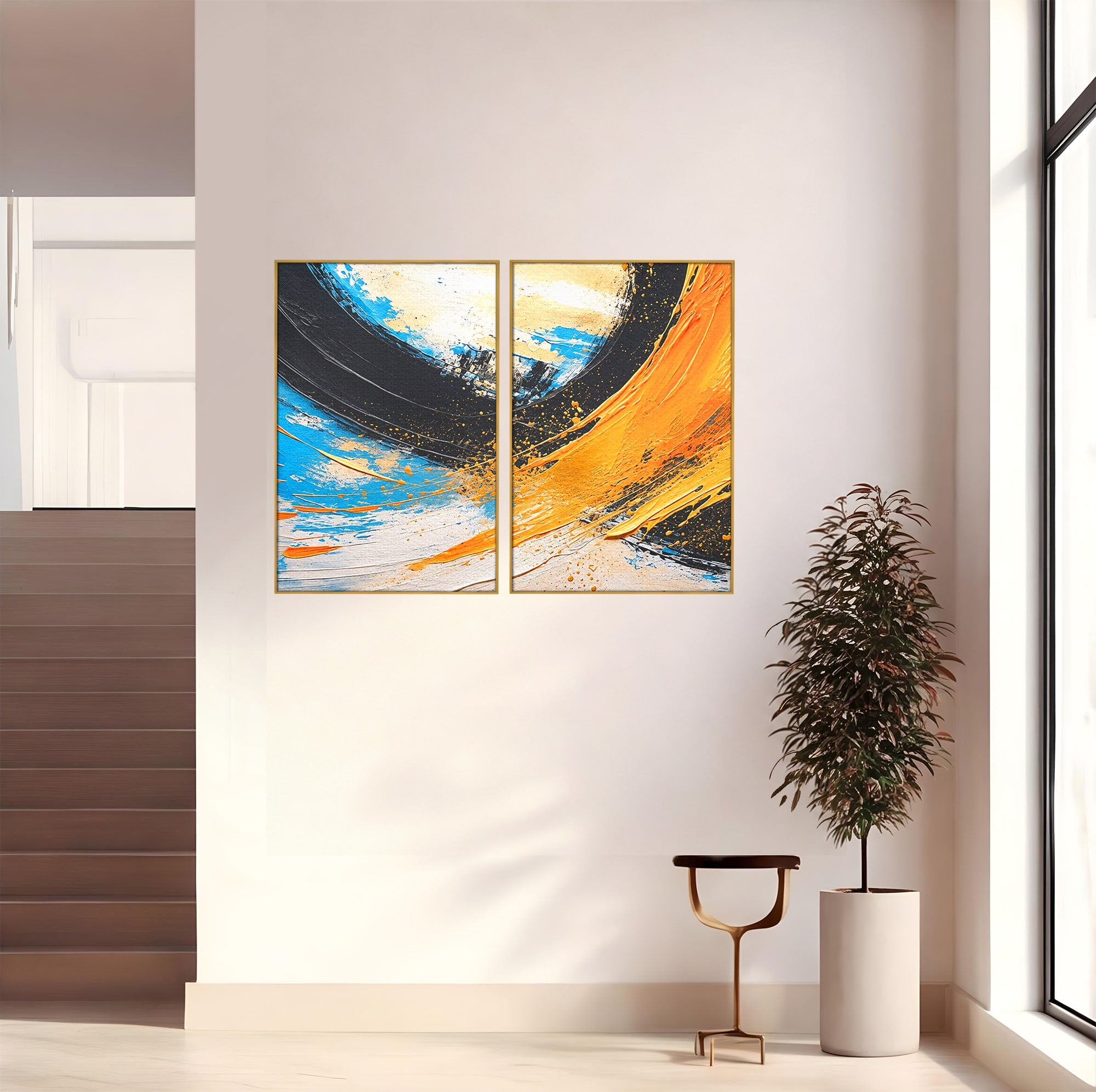 Set 2 Tablouri Canvas Premium LuxCanva® C2-1340, Vortex Abstract, Abstract, Modern, Dinamic, Energetic, Living, Birou, Culori Vibrante