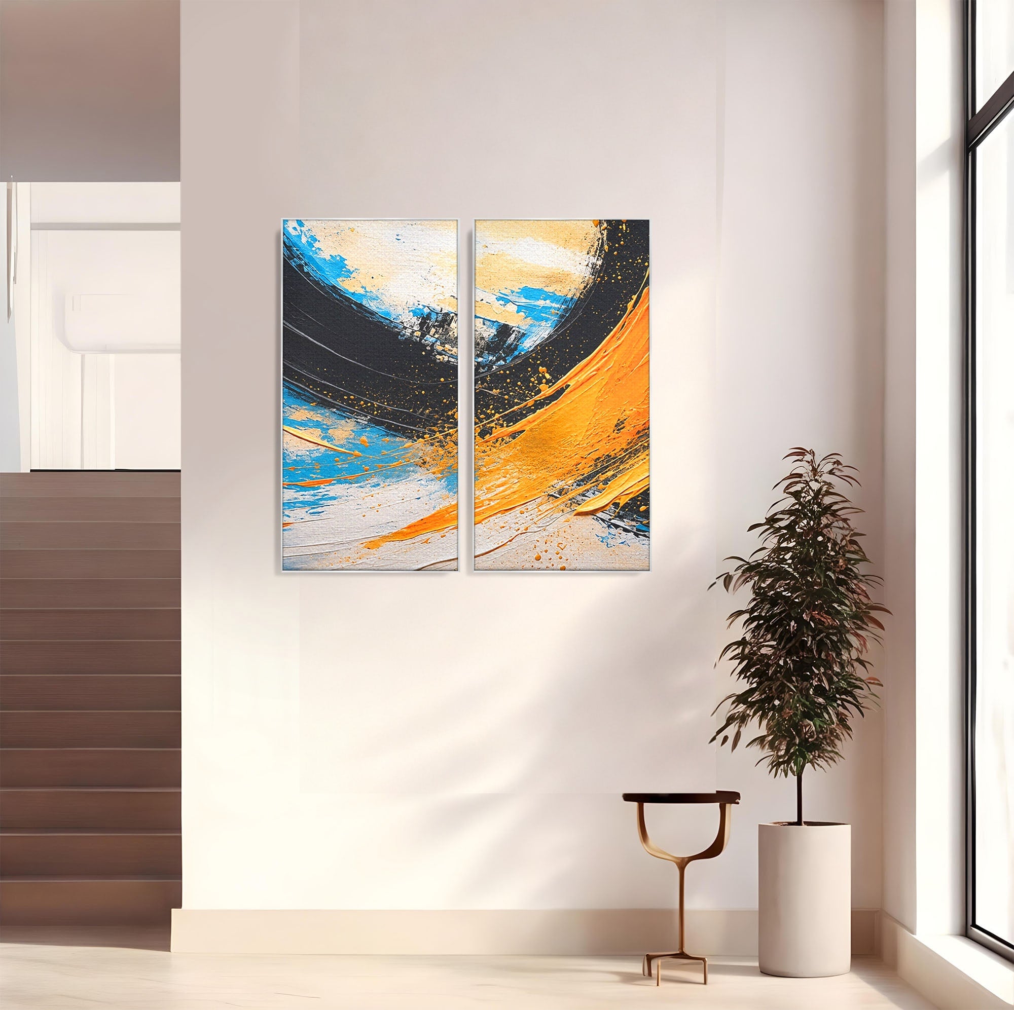 Set 2 Tablouri Canvas Premium LuxCanva® C2-1340, Vortex Abstract, Abstract, Modern, Dinamic, Energetic, Living, Birou, Culori Vibrante