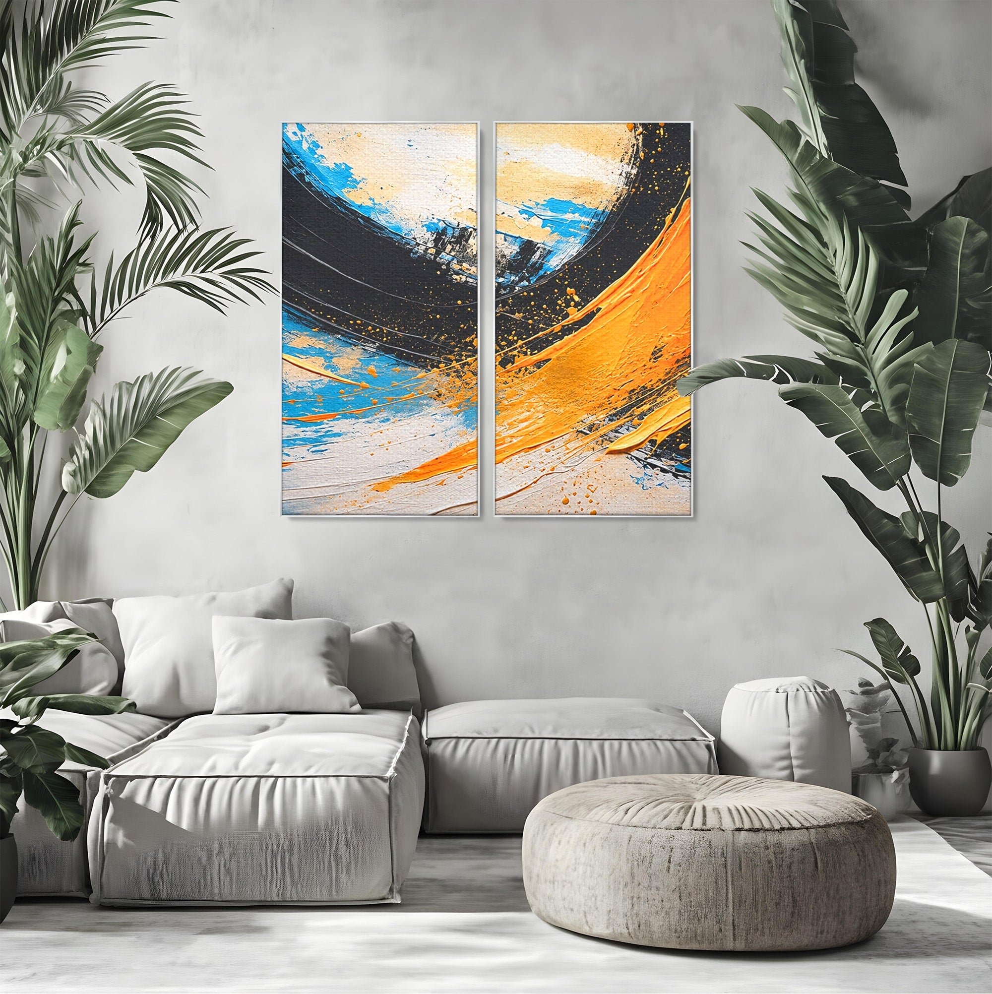 Set 2 Tablouri Canvas Premium LuxCanva® C2-1340, Vortex Abstract, Abstract, Modern, Dinamic, Energetic, Living, Birou, Culori Vibrante