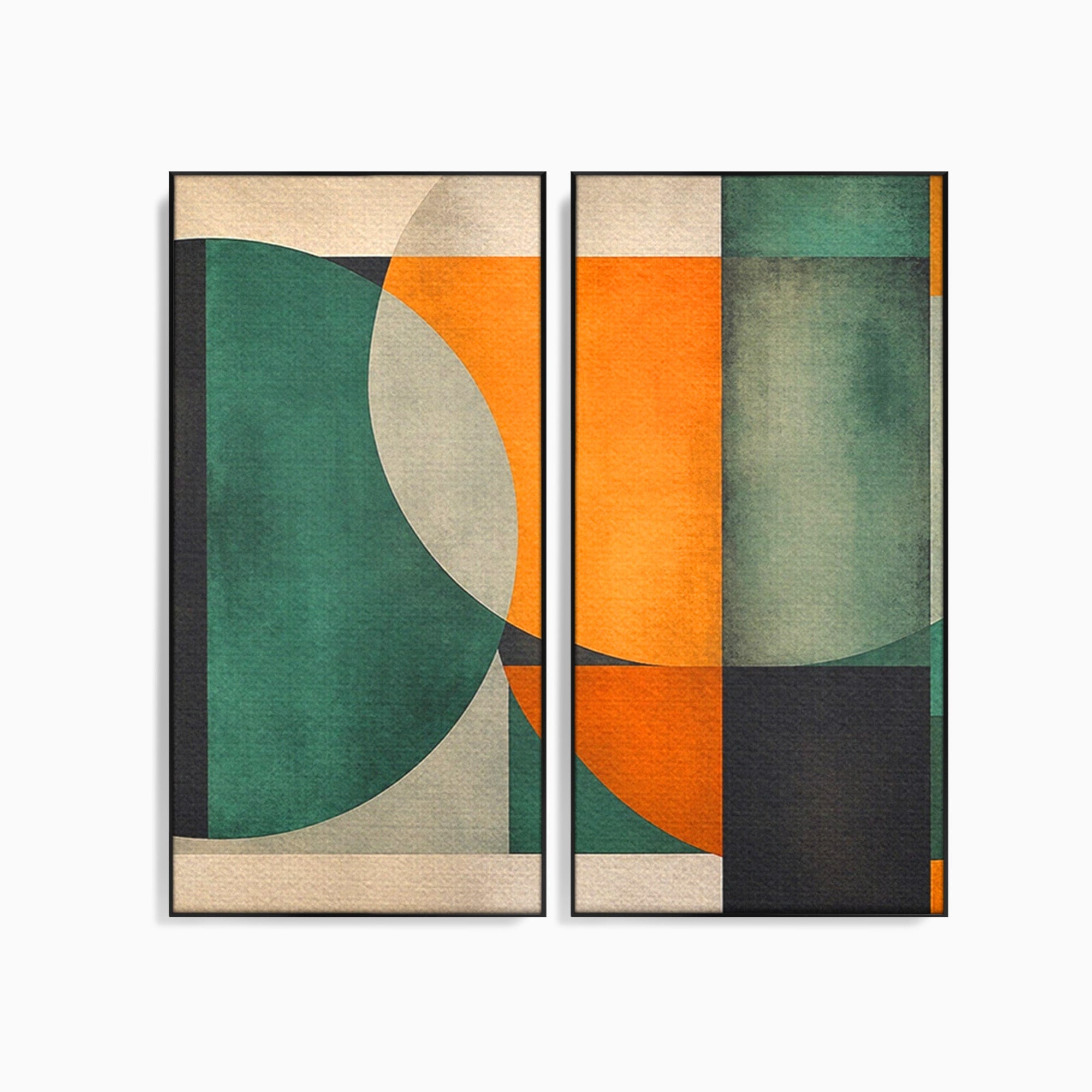 Set 2 Tablouri Canvas Premium LuxCanva® C2-1345, Forme Geometrice Abstracte, Abstract, Geometric, Modern, Arta, Birou, Culori Vibrante