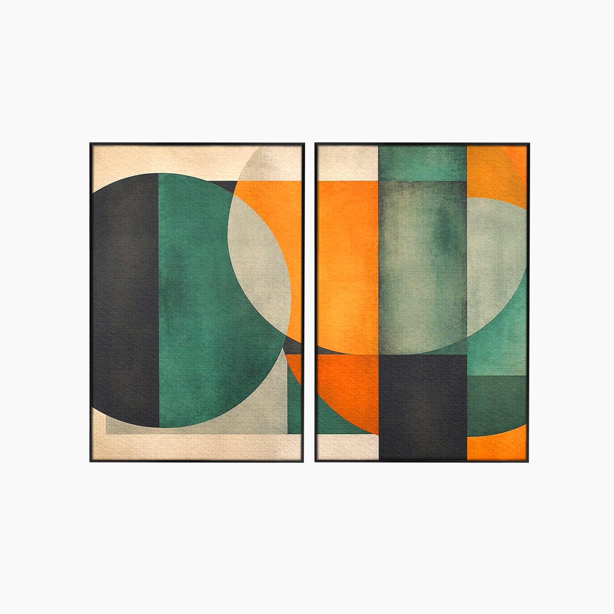 Set 2 Tablouri Canvas Premium LuxCanva® C2-1345, Forme Geometrice Abstracte, Abstract, Geometric, Modern, Arta, Birou, Culori Vibrante