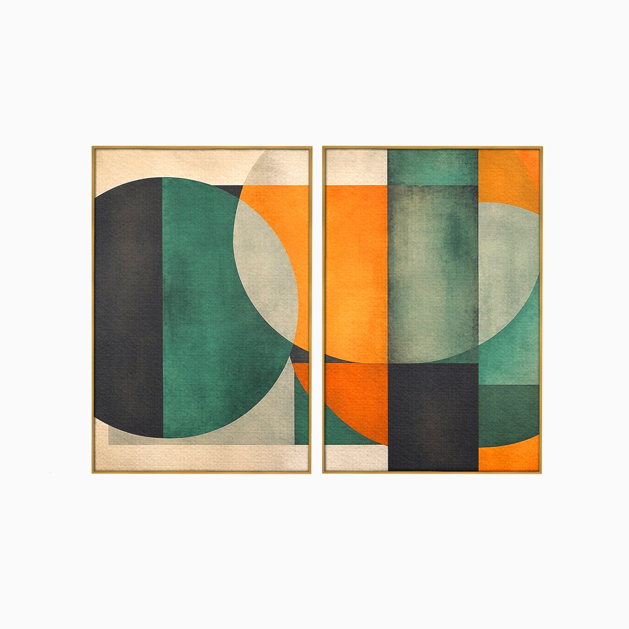 Set 2 Tablouri Canvas Premium LuxCanva® C2-1345, Forme Geometrice Abstracte, Abstract, Geometric, Modern, Arta, Birou, Culori Vibrante