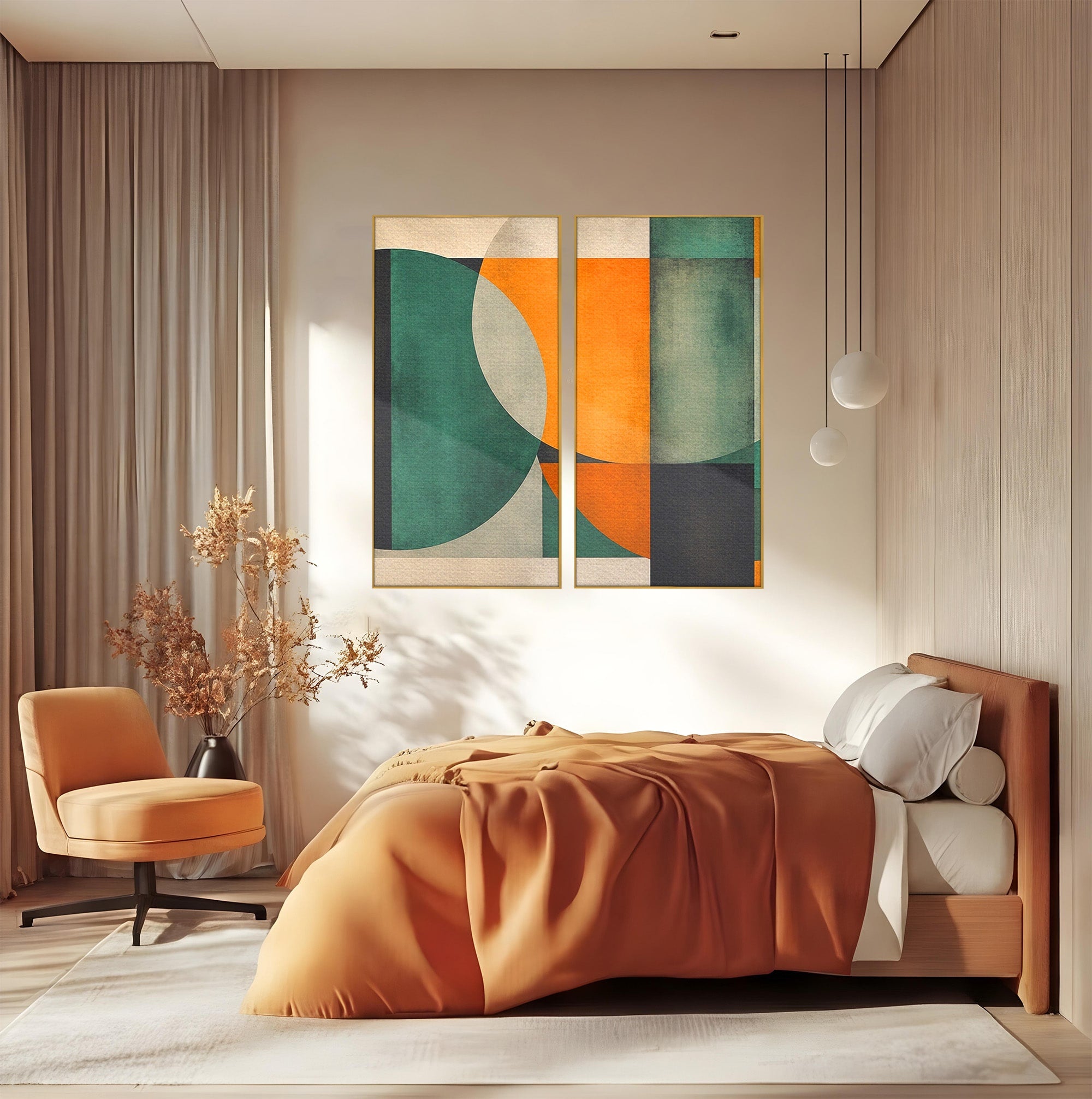 Set 2 Tablouri Canvas Premium LuxCanva® C2-1345, Forme Geometrice Abstracte, Abstract, Geometric, Modern, Arta, Birou, Culori Vibrante