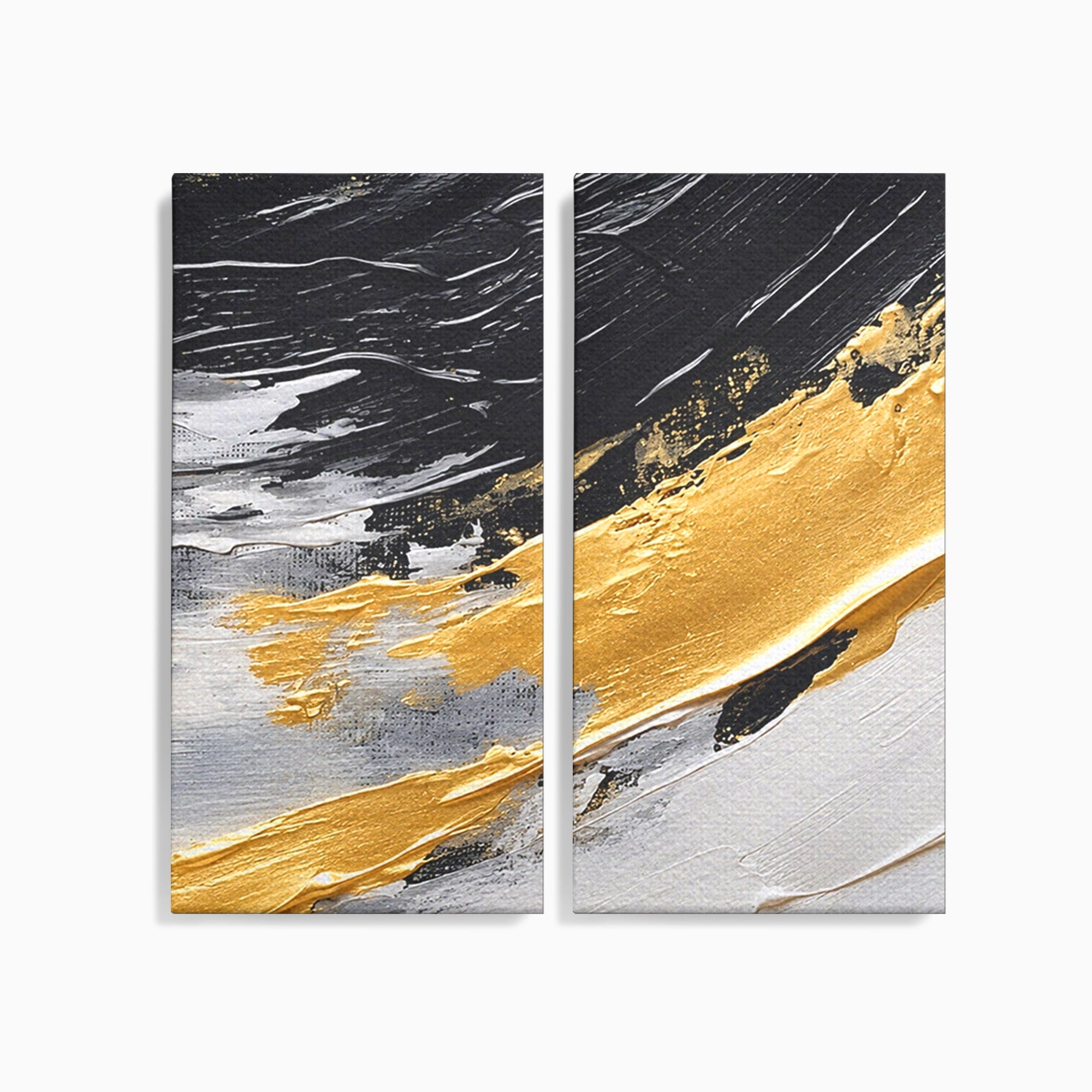 Set 2 Tablouri Canvas Premium LuxCanva® C2-1346, Valuri Abstractioniste, Abstractie, Textura, Modern, Eleganta, Living, Birou, Culori Vibrante