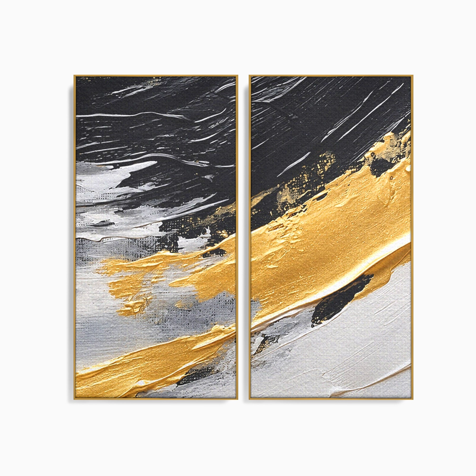 Set 2 Tablouri Canvas Premium LuxCanva® C2-1346, Valuri Abstractioniste, Abstractie, Textura, Modern, Eleganta, Living, Birou, Culori Vibrante