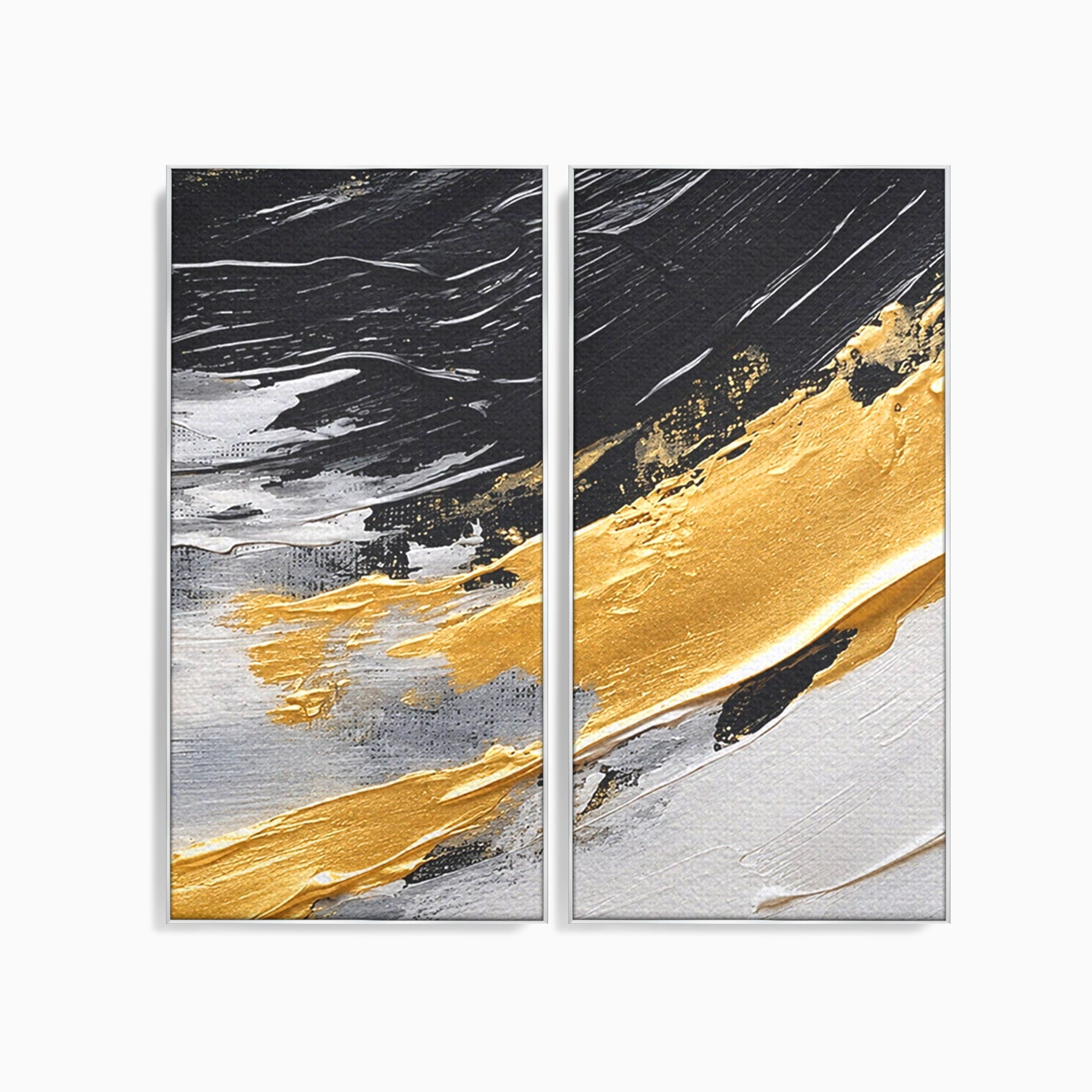 Set 2 Tablouri Canvas Premium LuxCanva® C2-1346, Valuri Abstractioniste, Abstractie, Textura, Modern, Eleganta, Living, Birou, Culori Vibrante