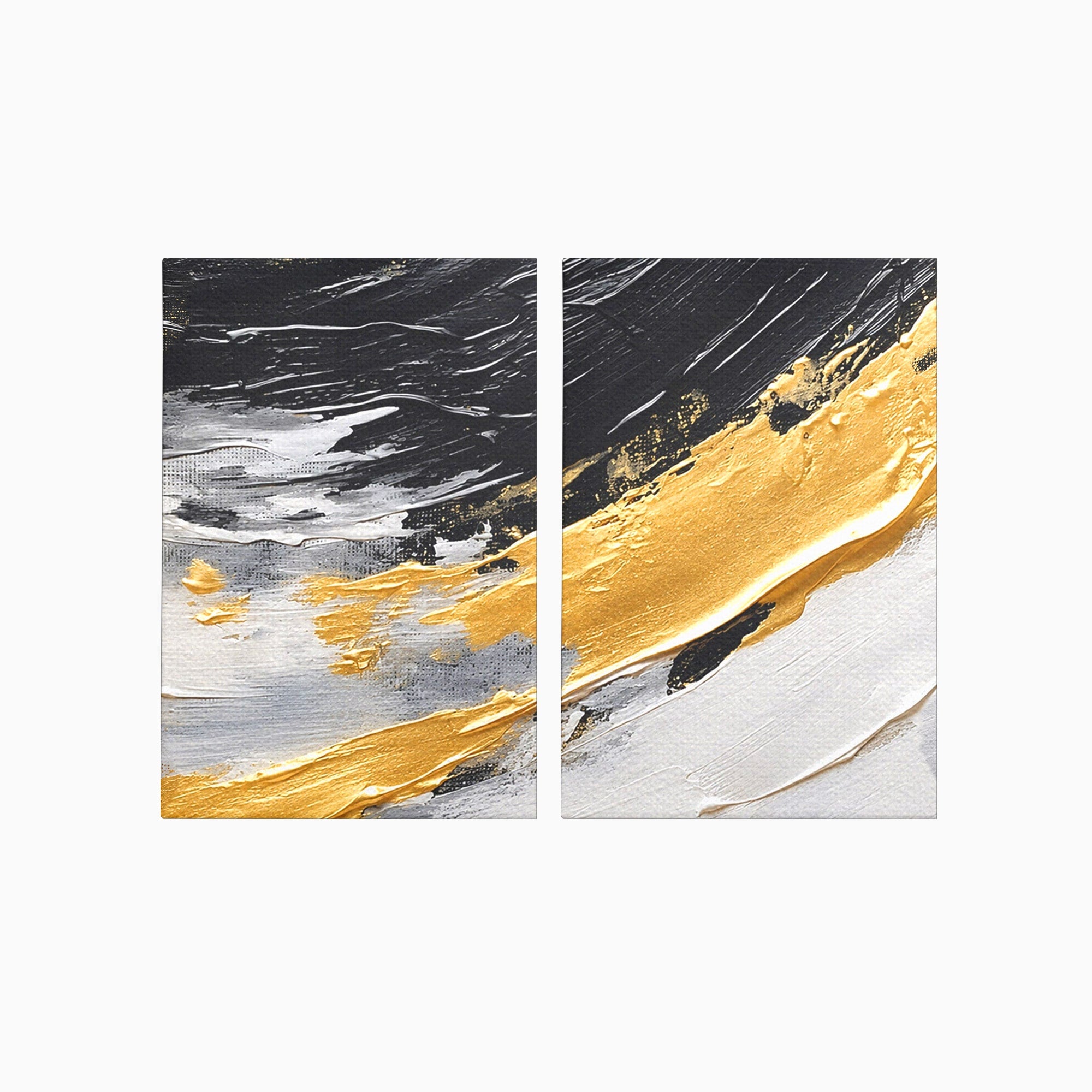 Set 2 Tablouri Canvas Premium LuxCanva® C2-1346, Valuri Abstractioniste, Abstractie, Textura, Modern, Eleganta, Living, Birou, Culori Vibrante